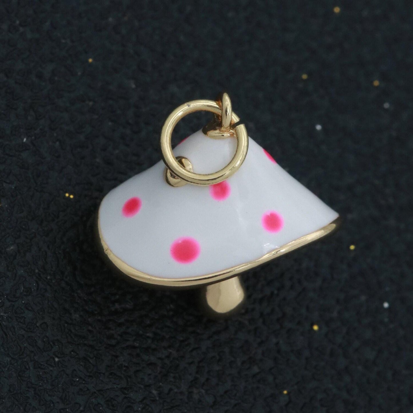 Dainty gold filled magic mushroom charm white mushroom pendant novelty charm 3d fungi jewelry gift funky for bracelet necklace earring m-605