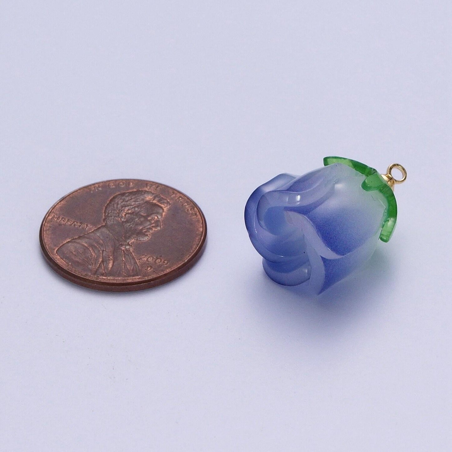 Colorful glass rose pendants, 14k gold filled dainty yellow, blue, red, pink dainty upside down rose flower floral charms | x-736~x-739