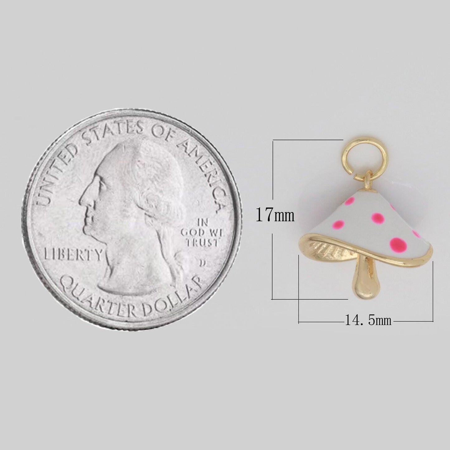 Dainty gold filled magic mushroom charm white mushroom pendant novelty charm 3d fungi jewelry gift funky for bracelet necklace earring m-605