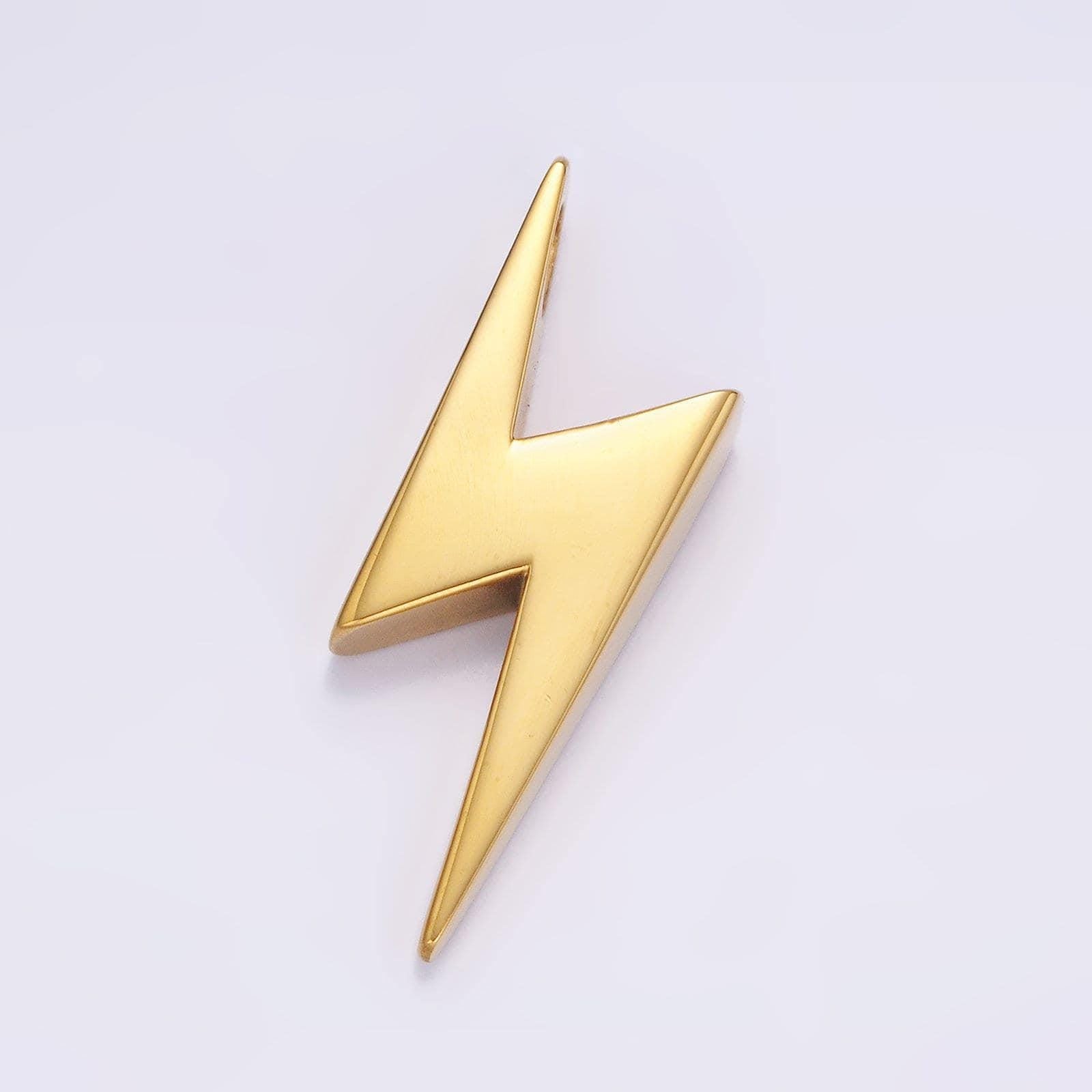 Stainless steel thunder lightning bolt charm, gold silver hole spacer bead, for diy jewelry charms necklace bracelet | p-611 p-612