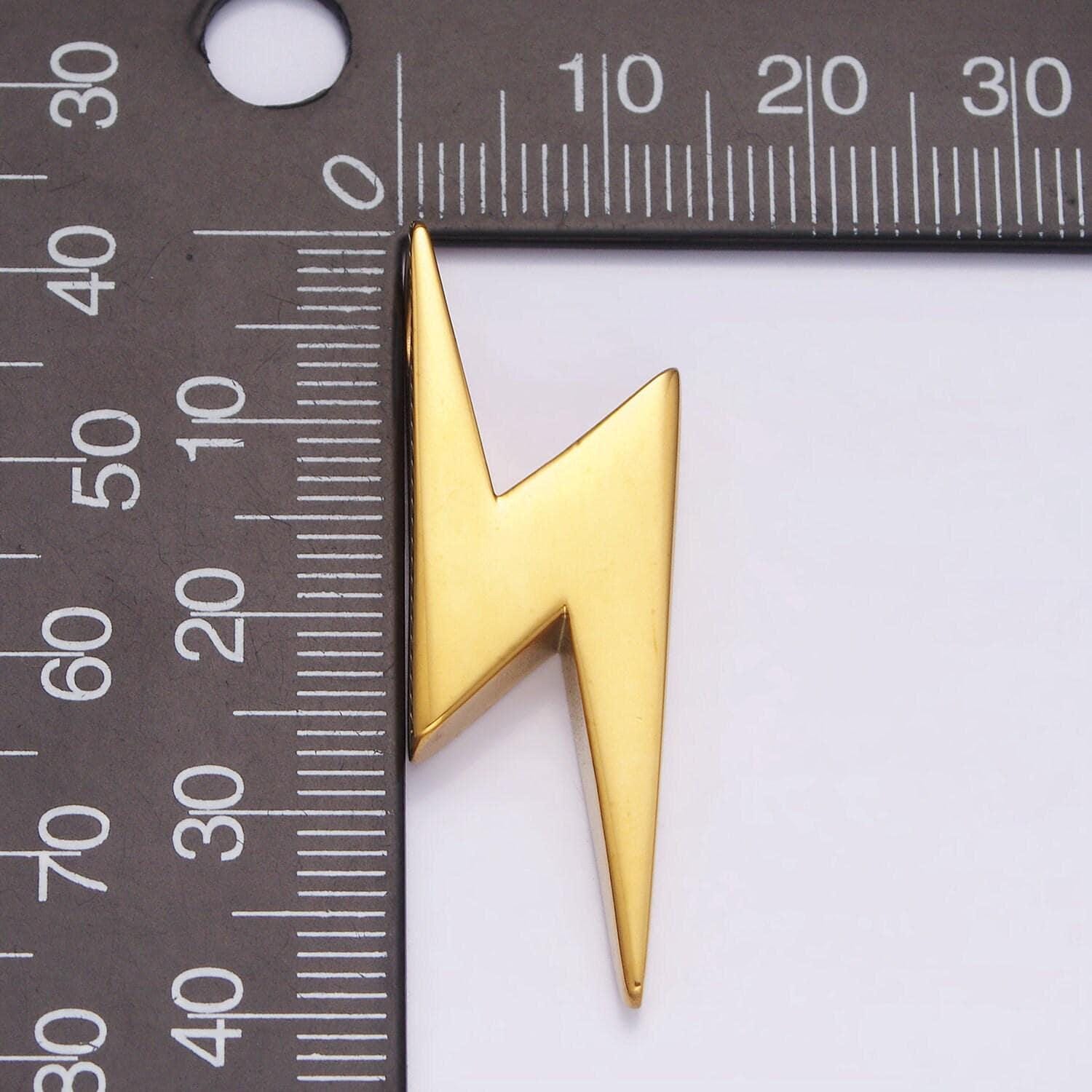 Stainless steel thunder lightning bolt charm, gold silver hole spacer bead, for diy jewelry charms necklace bracelet | p-611 p-612