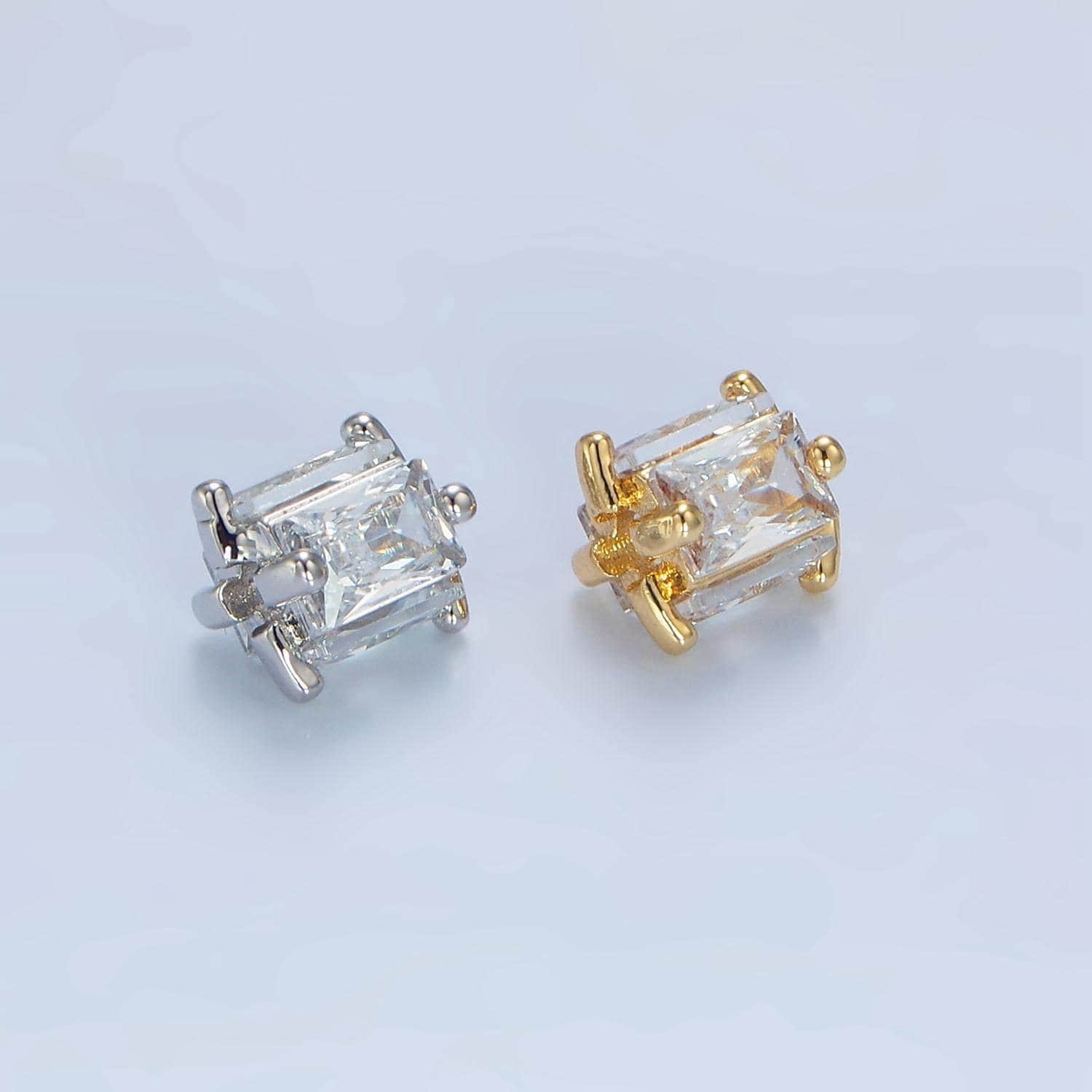 1pc gold cz emerald cut spacer beads for diy beaded bracelet jewelry charms rondelle bead spacer bead size 8mm b209