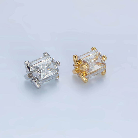 1pc gold cz emerald cut spacer beads for diy beaded bracelet jewelry charms rondelle bead spacer bead size 8mm b209