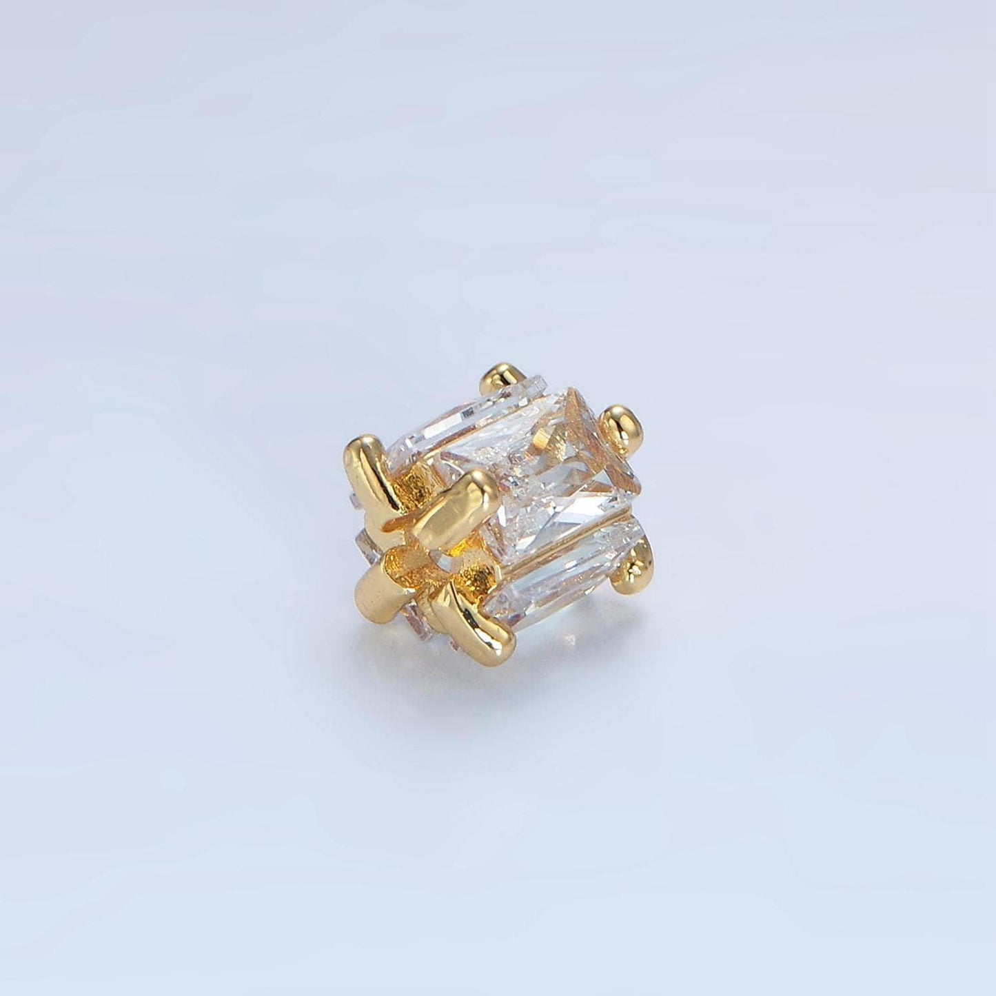 1pc gold cz emerald cut spacer beads for diy beaded bracelet jewelry charms rondelle bead spacer bead size 8mm b209
