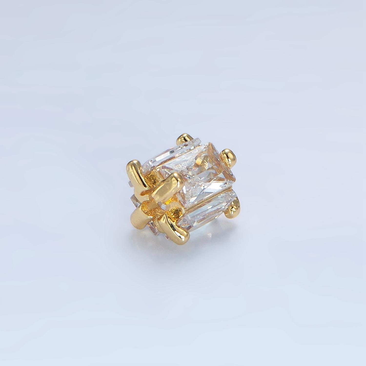 1pc gold cz emerald cut spacer beads for diy beaded bracelet jewelry charms rondelle bead spacer bead size 8mm b209