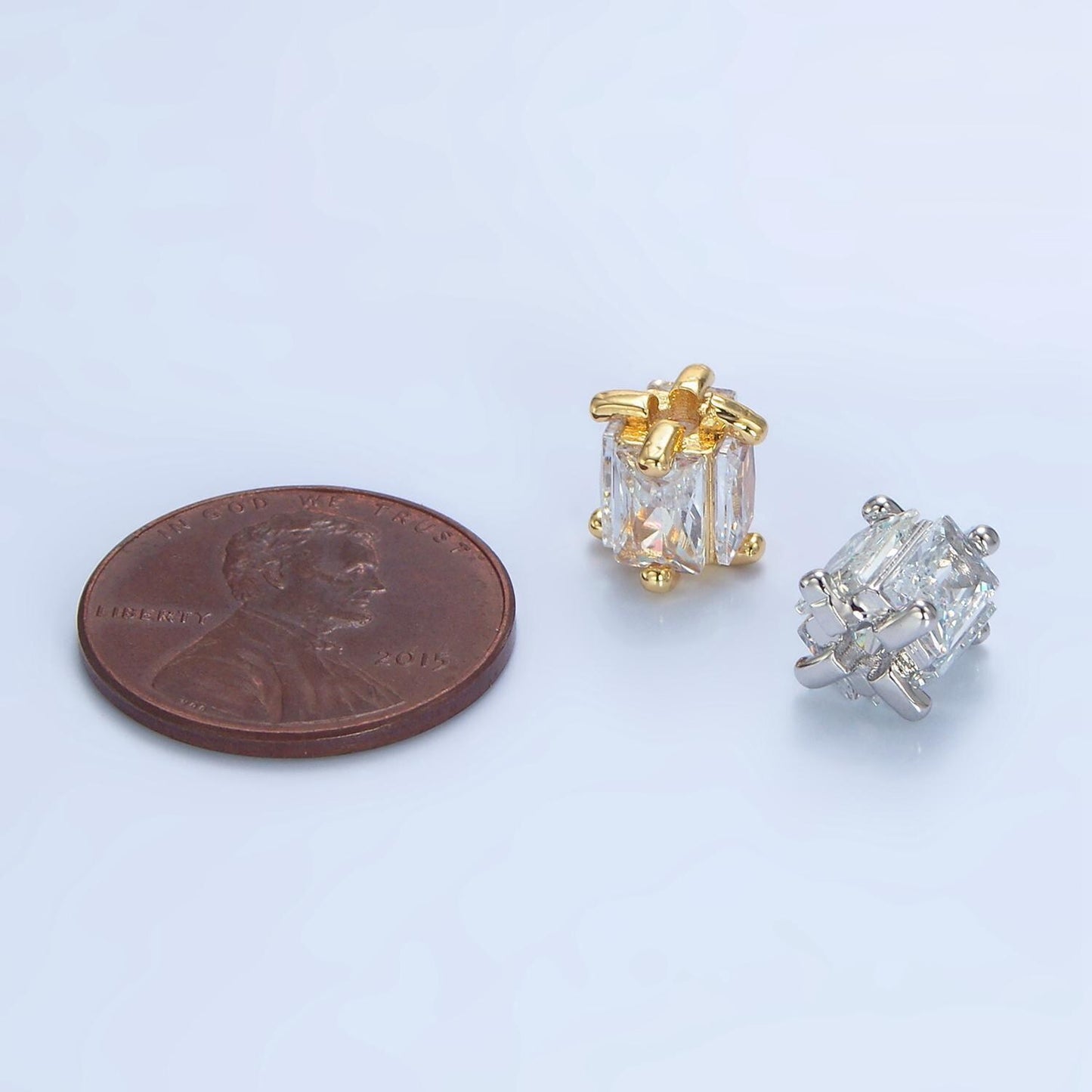 1pc gold cz emerald cut spacer beads for diy beaded bracelet jewelry charms rondelle bead spacer bead size 8mm b209