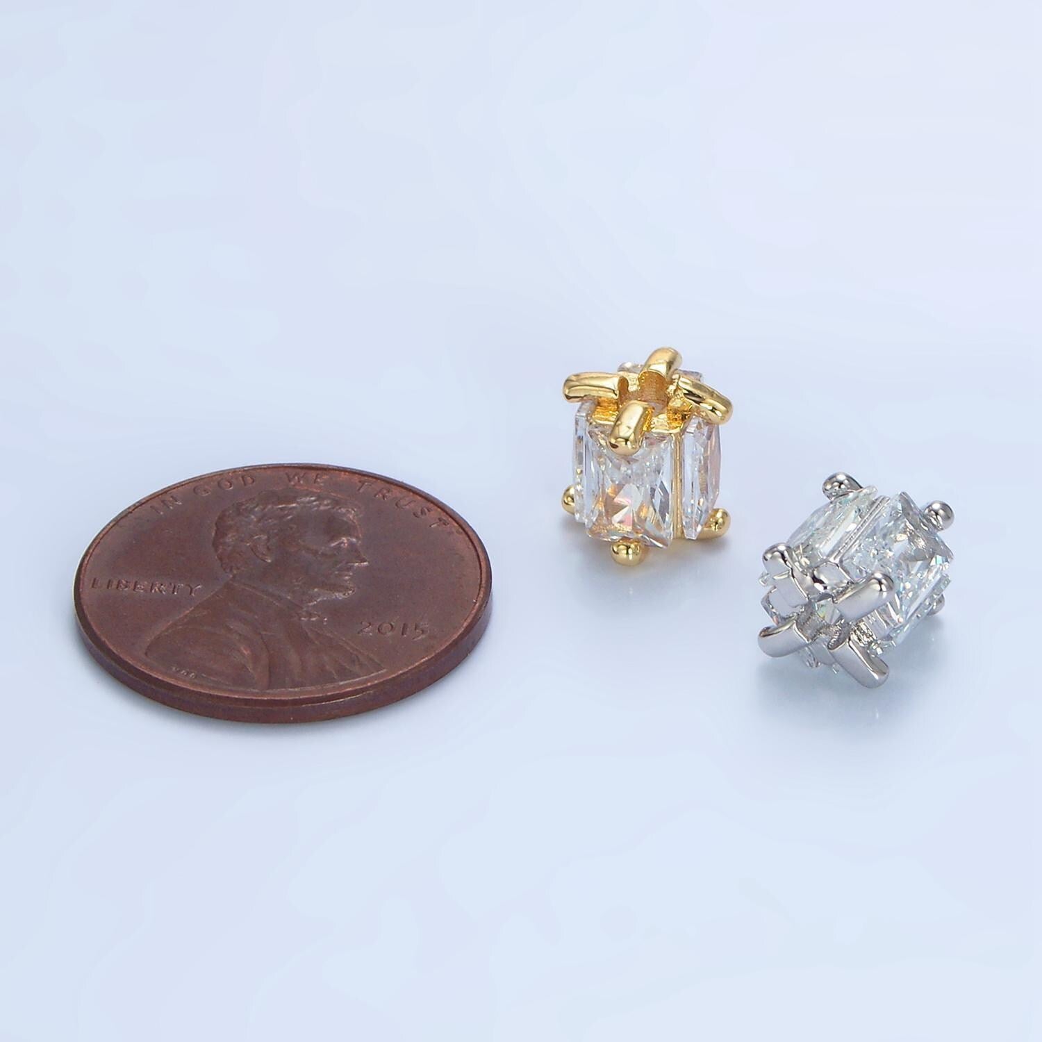 1pc gold cz emerald cut spacer beads for diy beaded bracelet jewelry charms rondelle bead spacer bead size 8mm b209