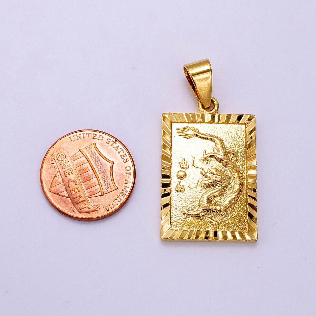 Gold dragon tablet pendant chinese zodiac, mythical animal, diy women men guy necklace pendant charm for jewelry making