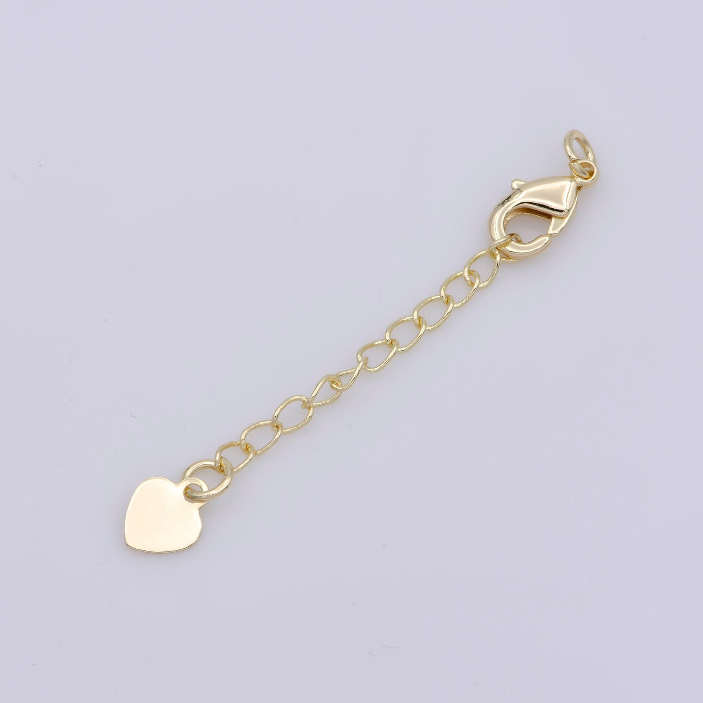 18k gold filled chain extender for necklace bracelet supply component findings extenders w/ heart charm + lobster clasp | l-467, l-468