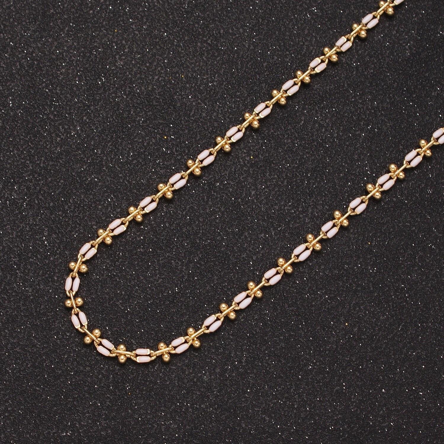 Dainty multicolor enamel cable chain by yard, colorful enamel chain wholesale bulk roll chain jewelry | roll-803~roll-813