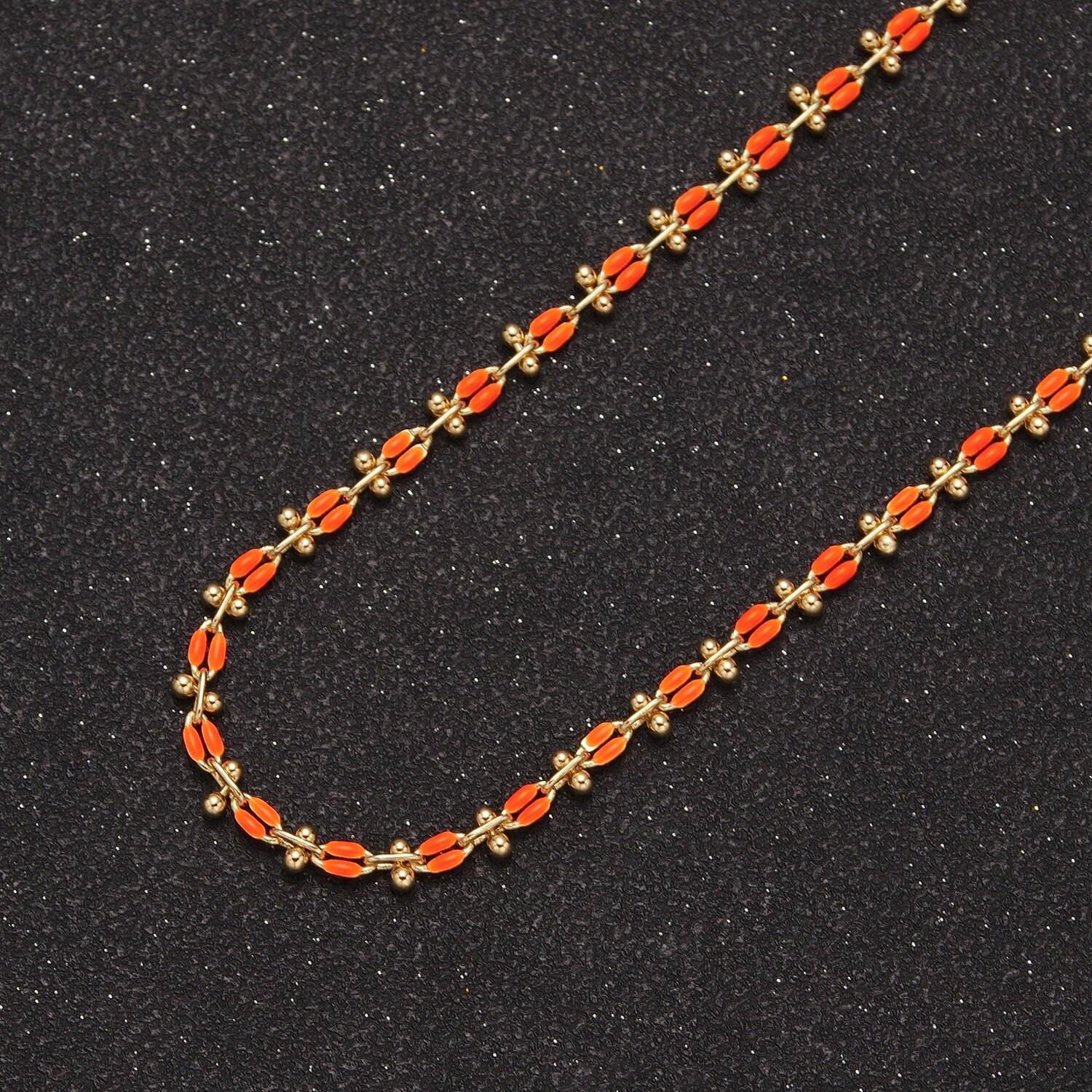 Dainty multicolor enamel cable chain by yard, colorful enamel chain wholesale bulk roll chain jewelry | roll-803~roll-813
