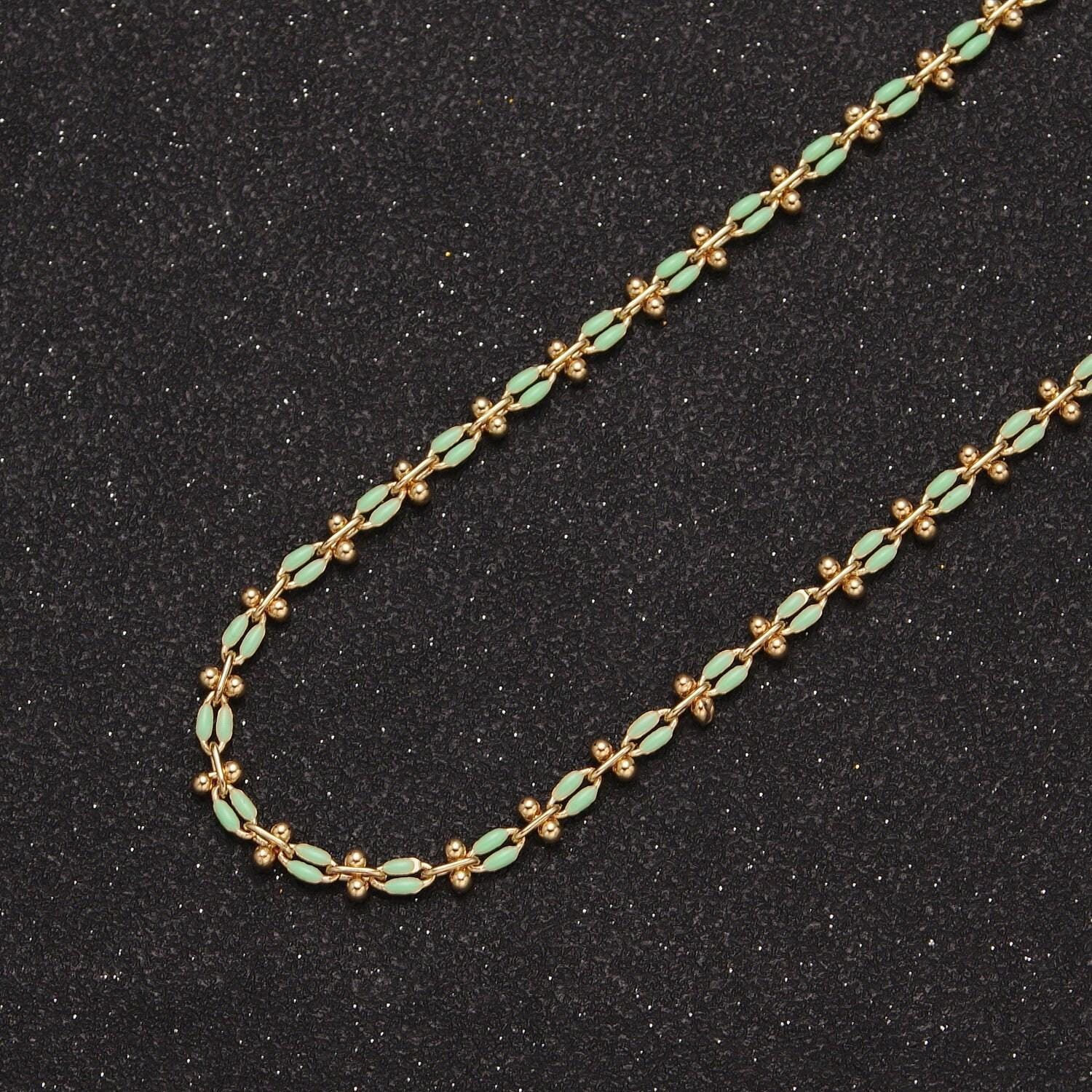 Dainty multicolor enamel cable chain by yard, colorful enamel chain wholesale bulk roll chain jewelry | roll-803~roll-813