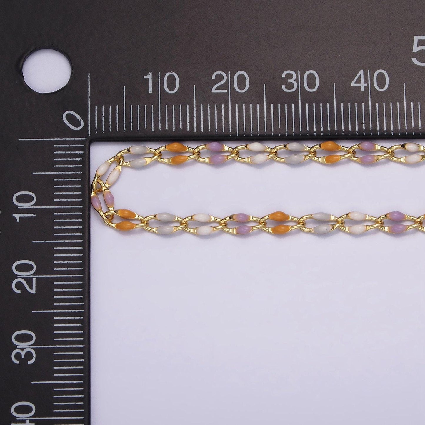 Dainty enamel chain rainbow seasonal chain permanent jewelry wholesale soft pastel enamel chain, red white blue enamel gold chain roll1422