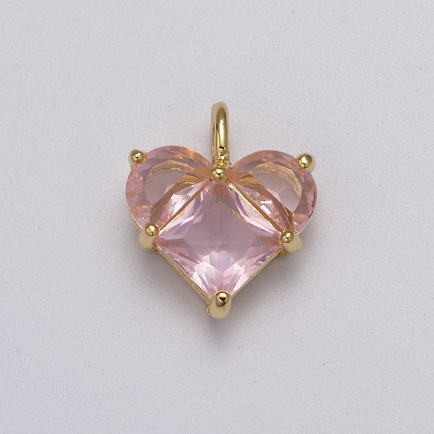 Dainty heart charm cz heart pendant for necklace bracelet earrings charm, dainty charm gold plated lead nickel free j-485