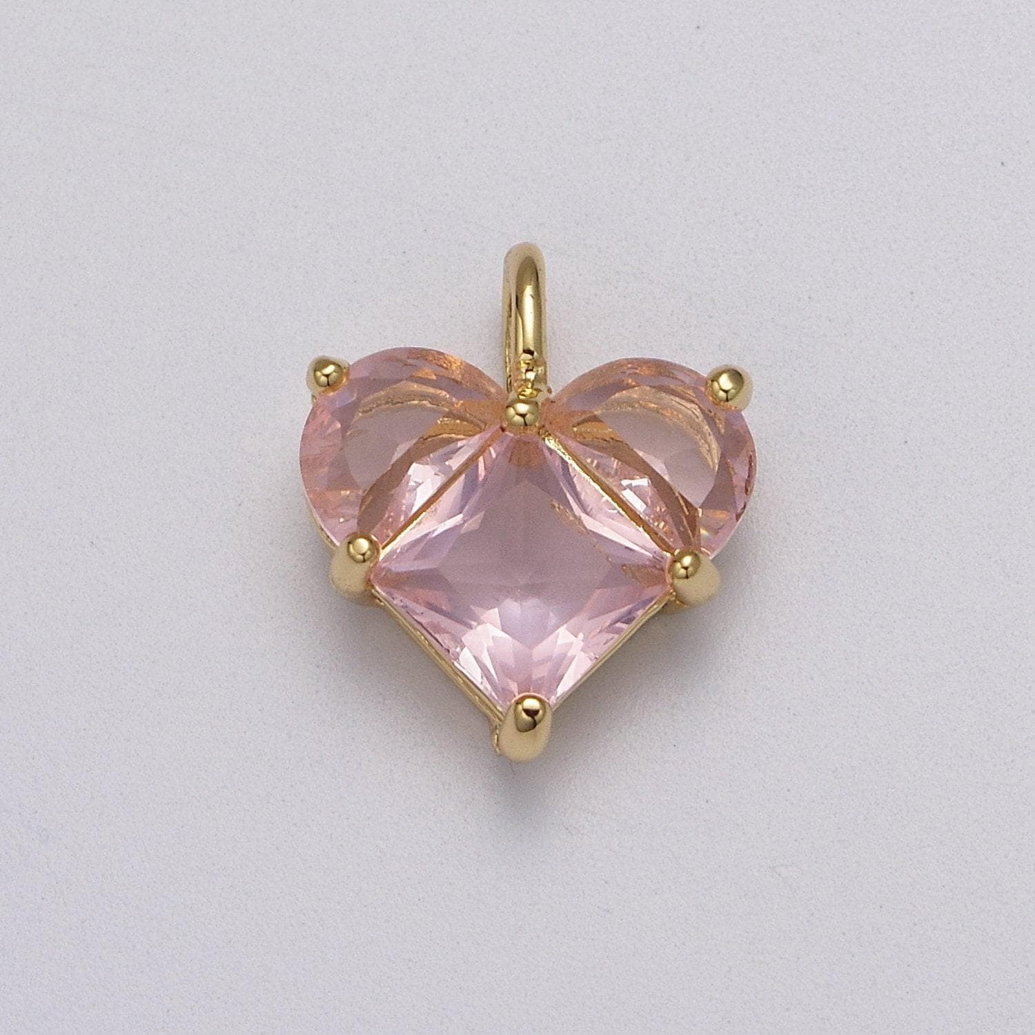 Dainty heart charm cz heart pendant for necklace bracelet earrings charm, dainty charm gold plated lead nickel free j-485