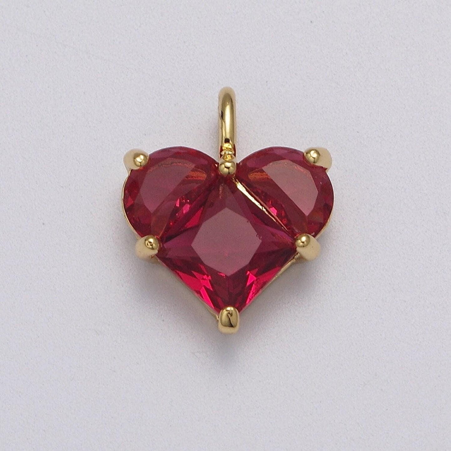 Dainty heart charm cz heart pendant for necklace bracelet earrings charm, dainty charm gold plated lead nickel free j-485