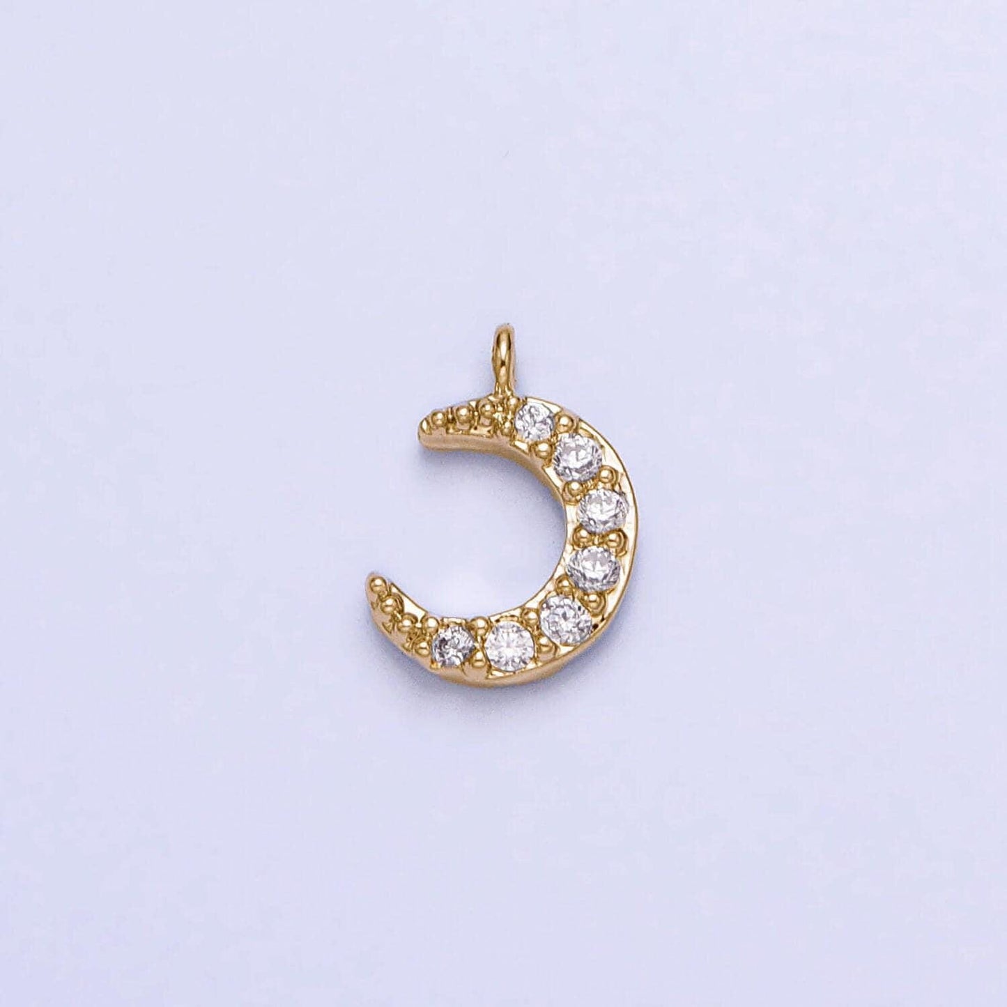 Mini gold crescent moon charm, cubic zirconia star pendant charm, celestial charm necklace earring bracelet diy jewelry ac1044