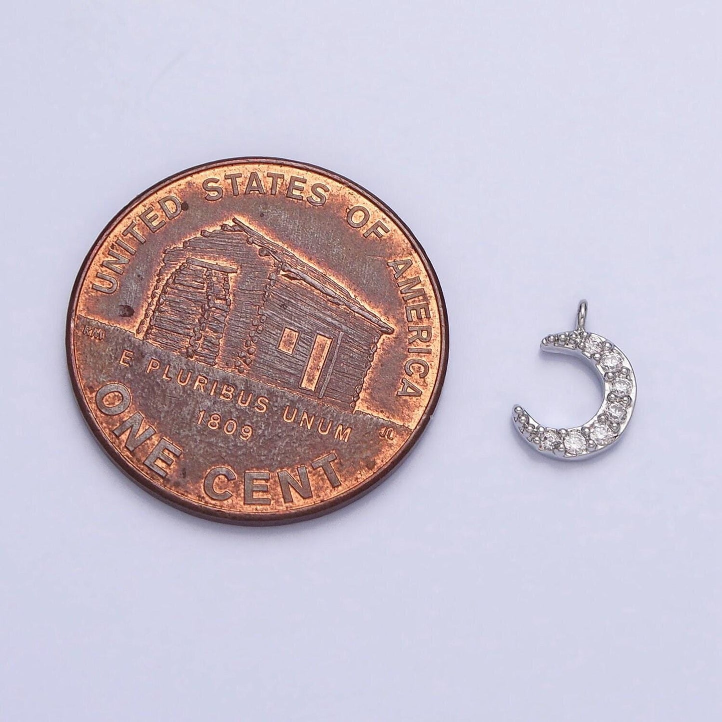 Mini gold crescent moon charm, cubic zirconia star pendant charm, celestial charm necklace earring bracelet diy jewelry ac1044