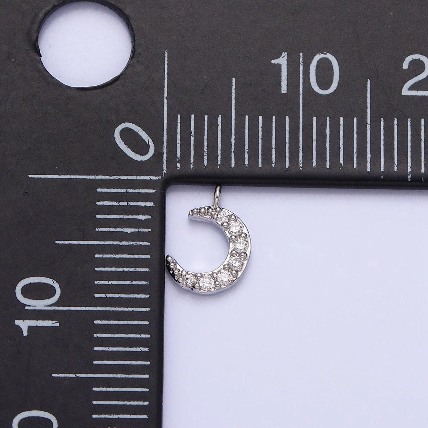 Mini gold crescent moon charm, cubic zirconia star pendant charm, celestial charm necklace earring bracelet diy jewelry ac1044