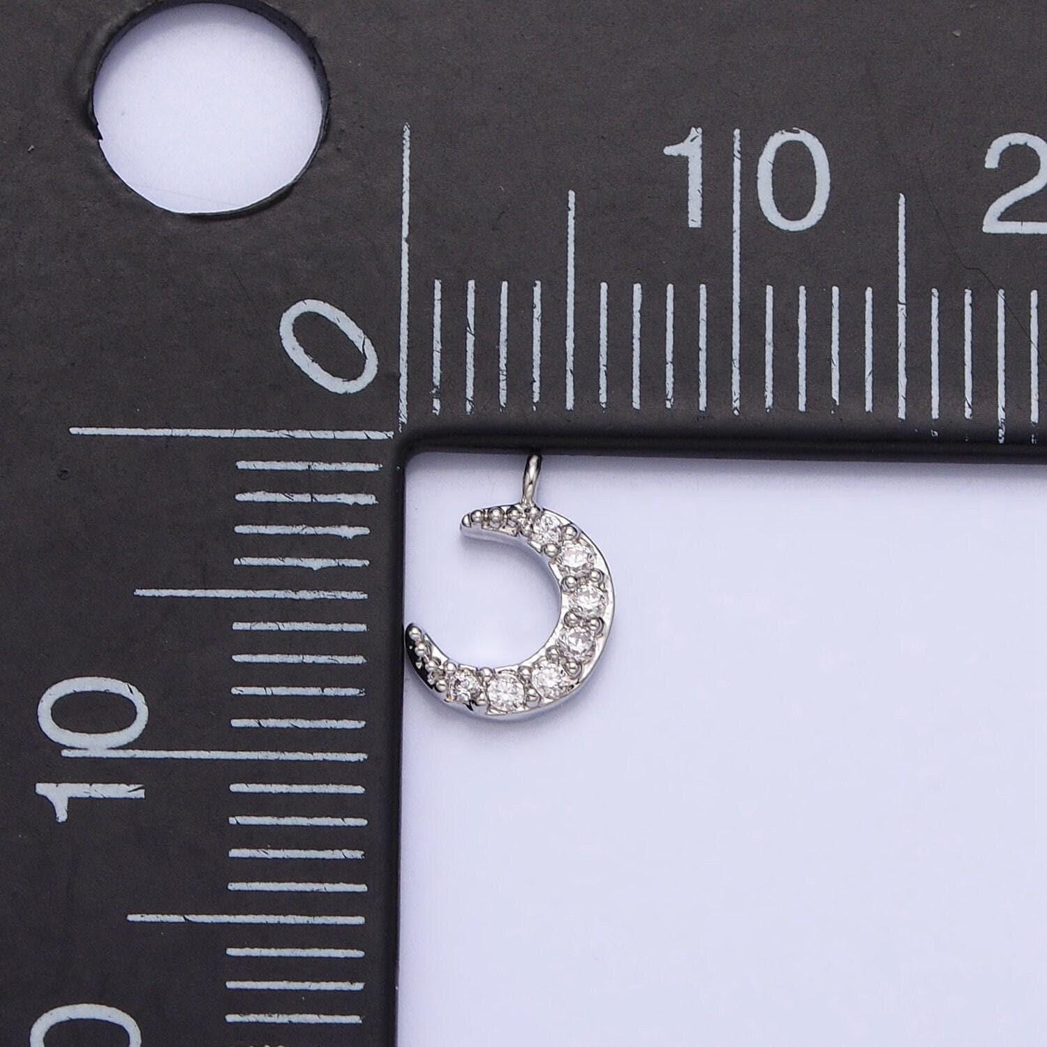 Mini gold crescent moon charm, cubic zirconia star pendant charm, celestial charm necklace earring bracelet diy jewelry ac1044