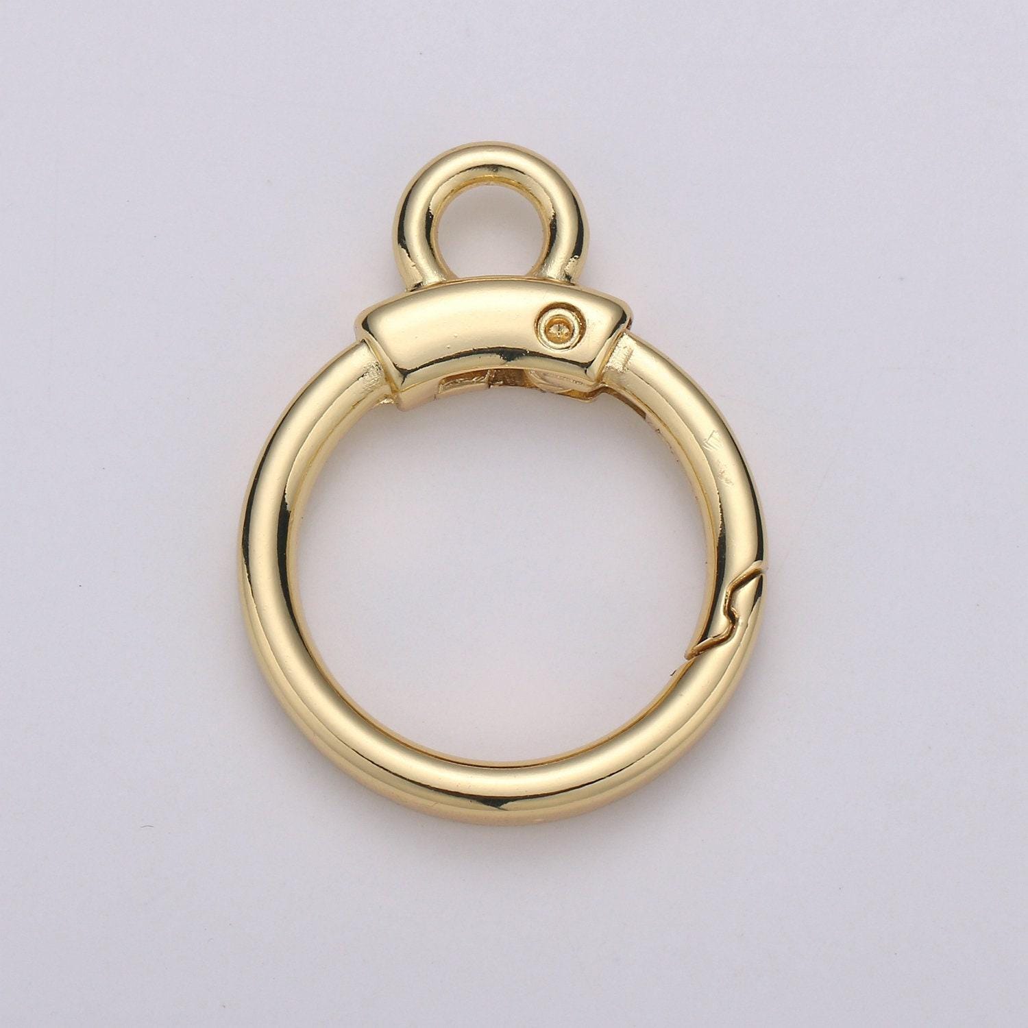 1pc wholesale push spring ring 24k gold , spring ring for jewelry necklace bracelet anklet making, size 37mmx28mm, supp- 956, 957