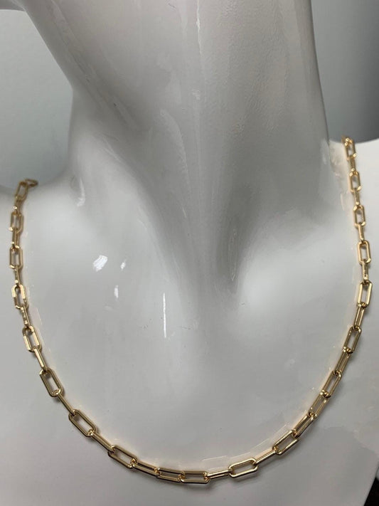 18k gold paperclip rolo cable chain by yard, cable rolo chain by foot, thicknest 9.3mmx 3.8mm x 1mm,roll-251