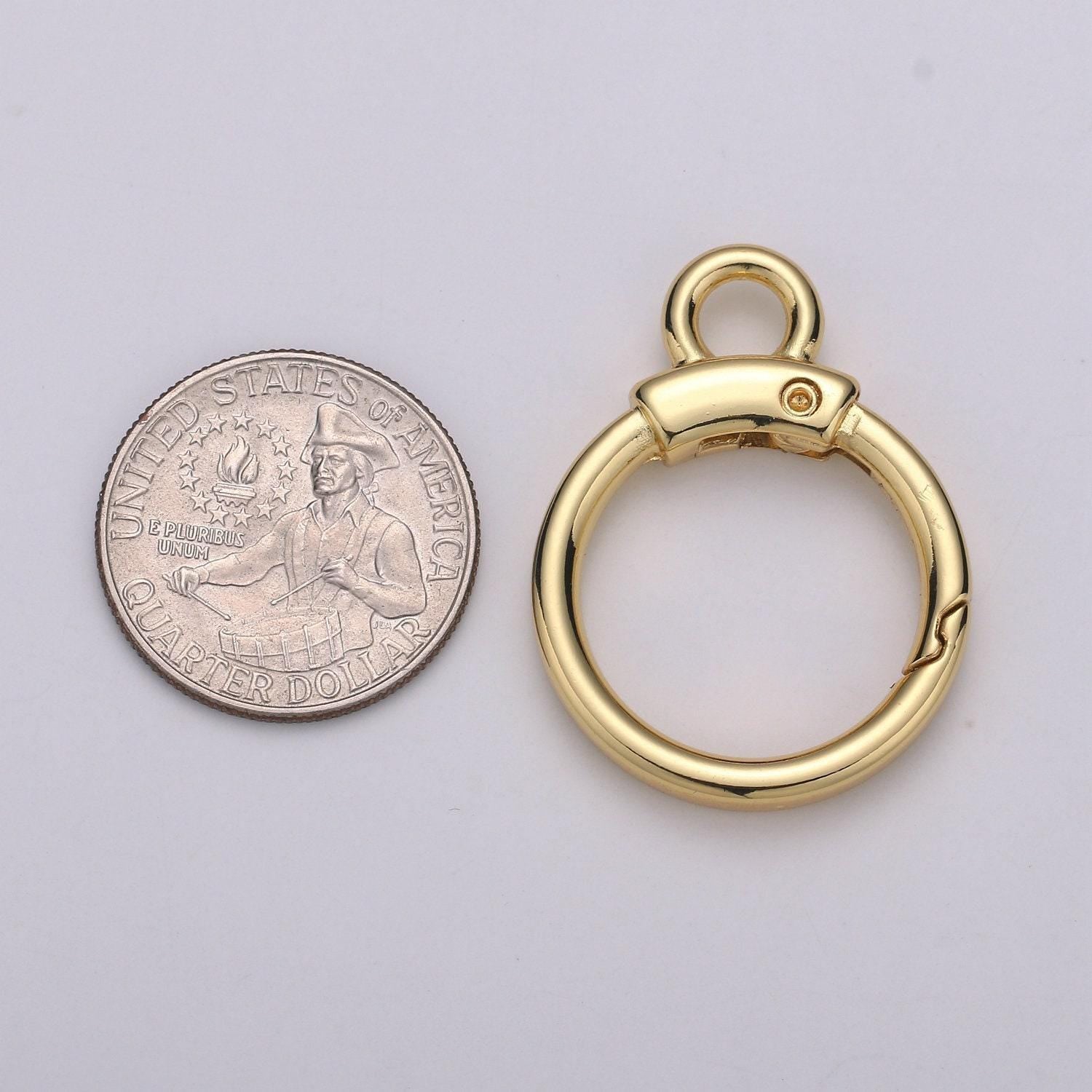 1pc wholesale push spring ring 24k gold , spring ring for jewelry necklace bracelet anklet making, size 37mmx28mm, supp- 956, 957