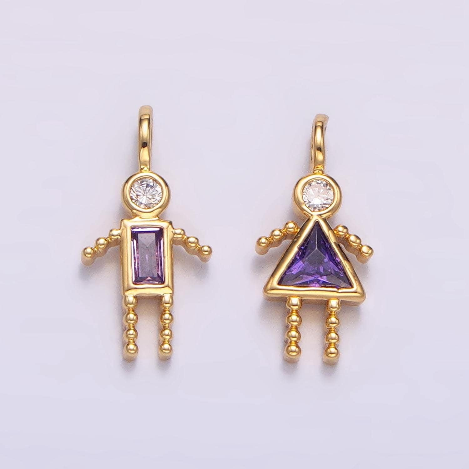 14k gold filled boy girl birthstone cz couple, kids, grandkids, family personalized charm | w068