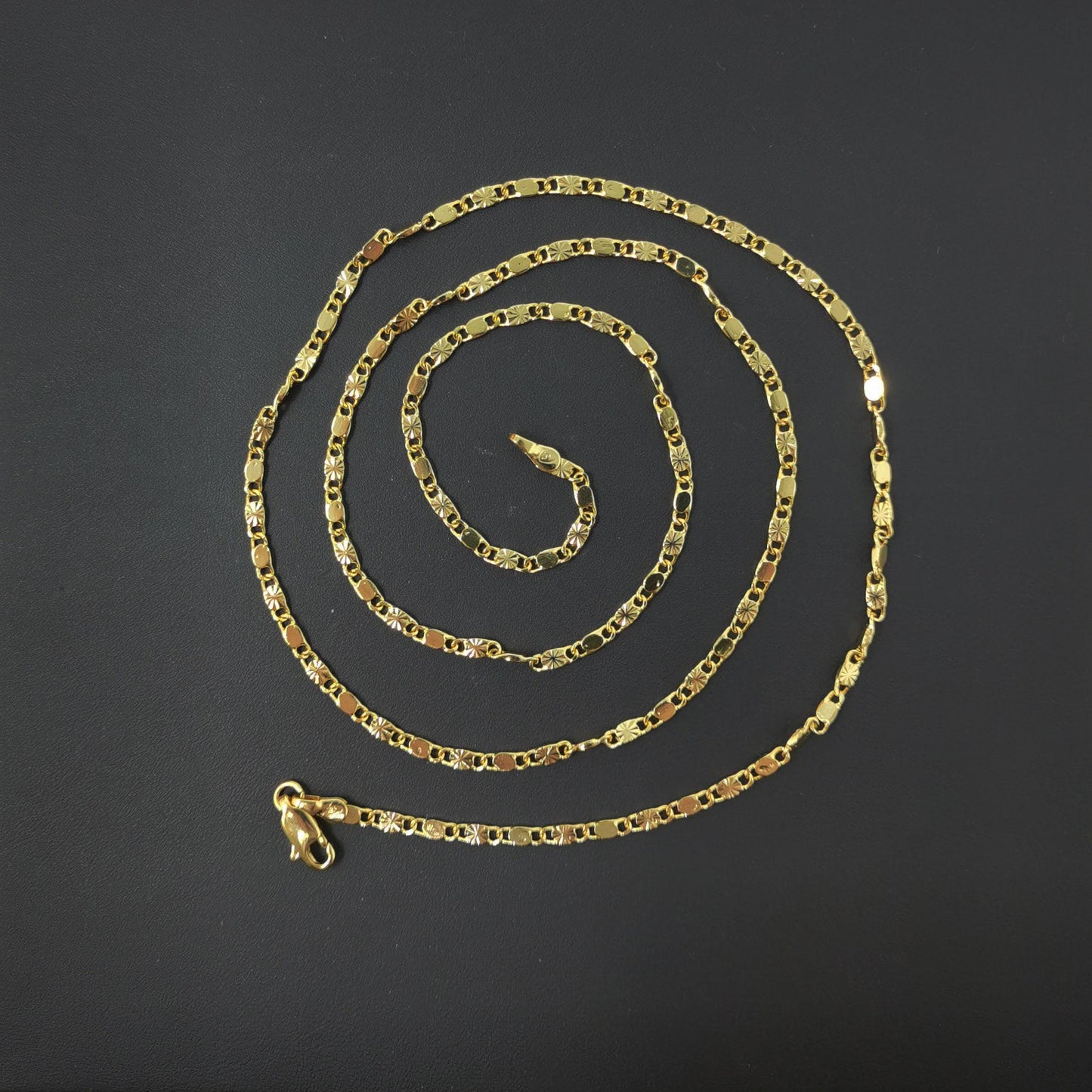 1pc 17.7'' ready to use 24k gold unique necklace chain, layering plate lock chain dainty necklace, perfect for pendant necklace, 776