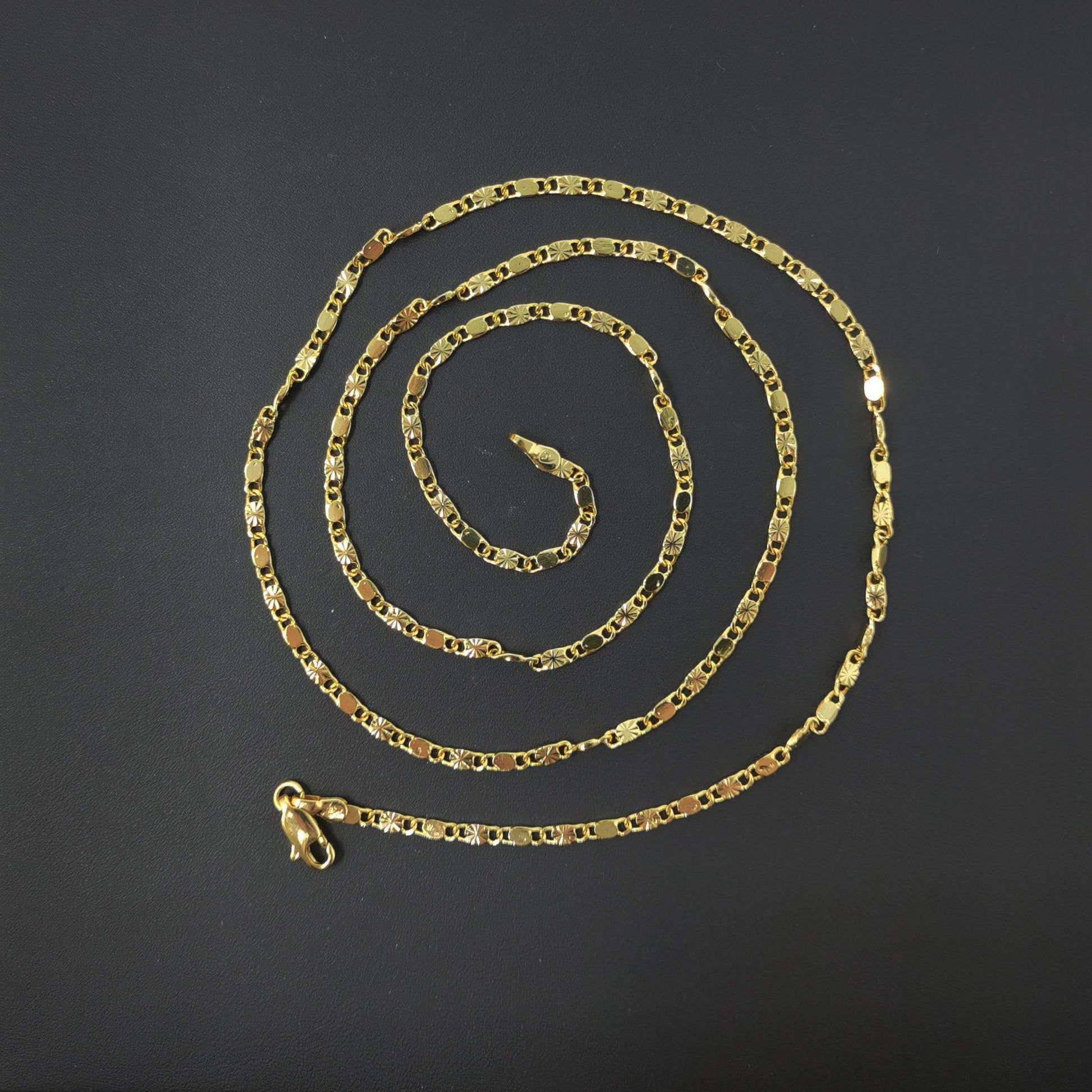 1pc 17.7'' ready to use 24k gold unique necklace chain, layering plate lock chain dainty necklace, perfect for pendant necklace, 776