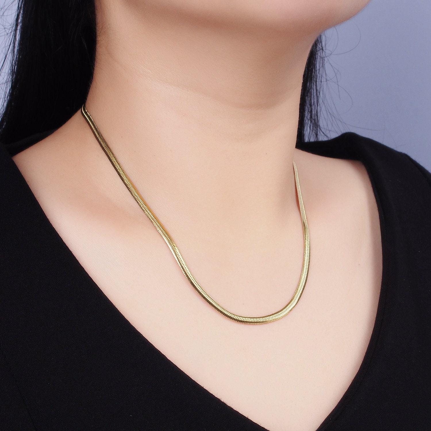 Stainless steel 3.5mm herringbone 18 inch layering chain necklace | wa-2021