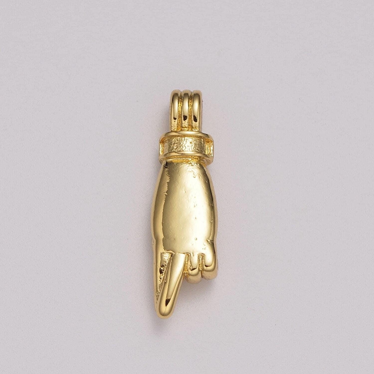 14k gold filled wish for luck charm hand gesture charm pendant for necklace bracelet earring finger cross charm