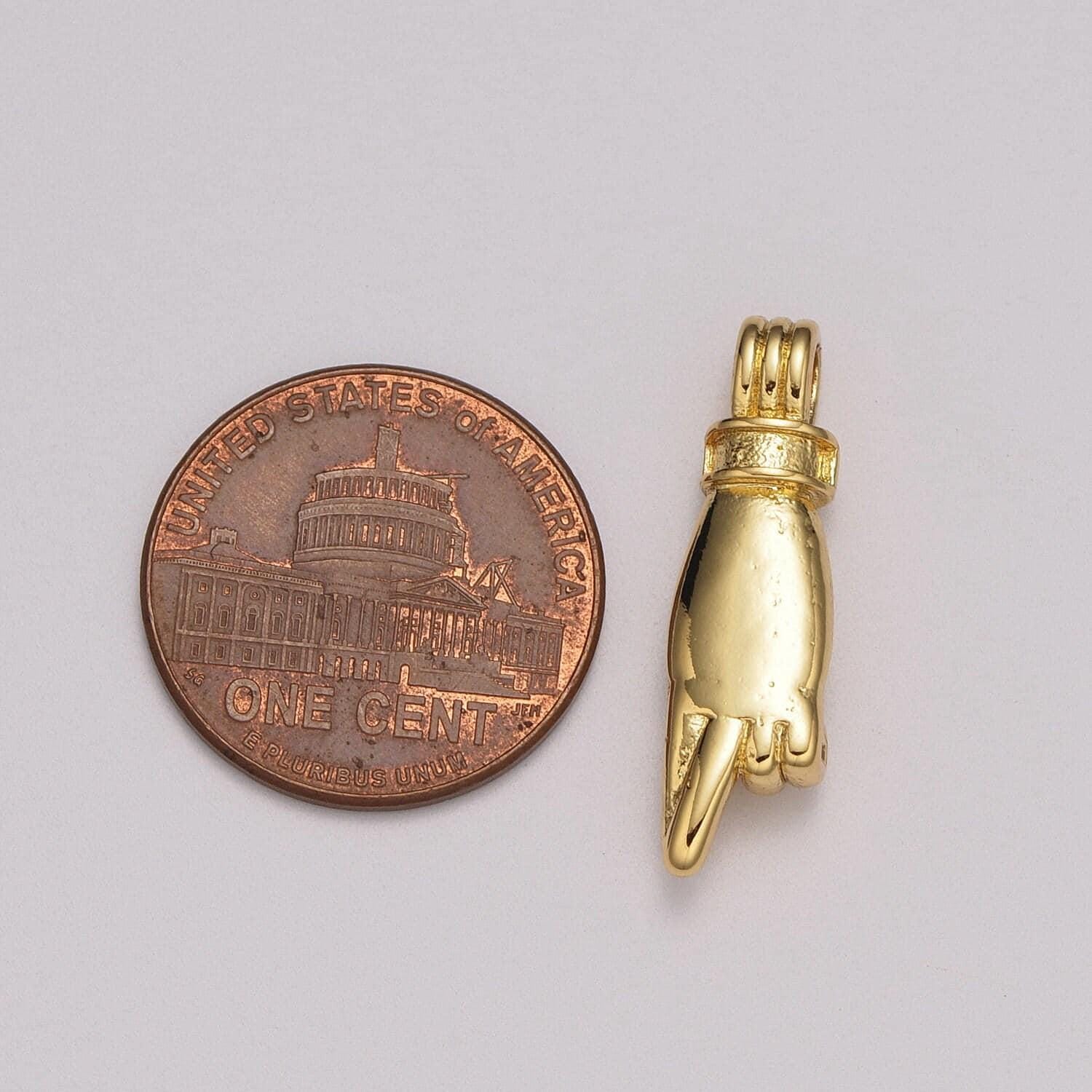 14k gold filled wish for luck charm hand gesture charm pendant for necklace bracelet earring finger cross charm