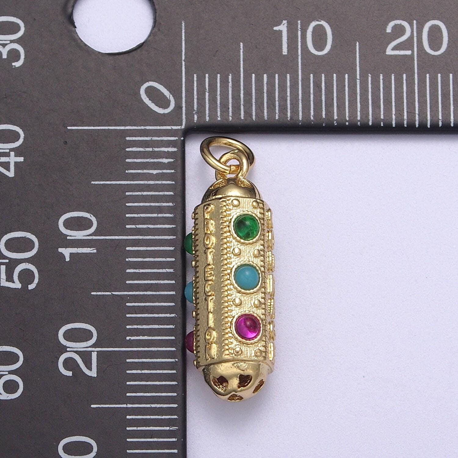 24k gold filled amulet pill pendant with encouraging word " courage, protection, bonheur " written n-306