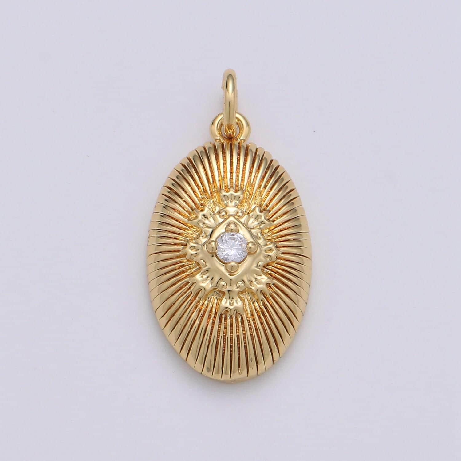 24k gold ovalcharms, cubic inner radiance pendant, dainty pendant oval charm for bracelet earring necklace diy,chgf-1671