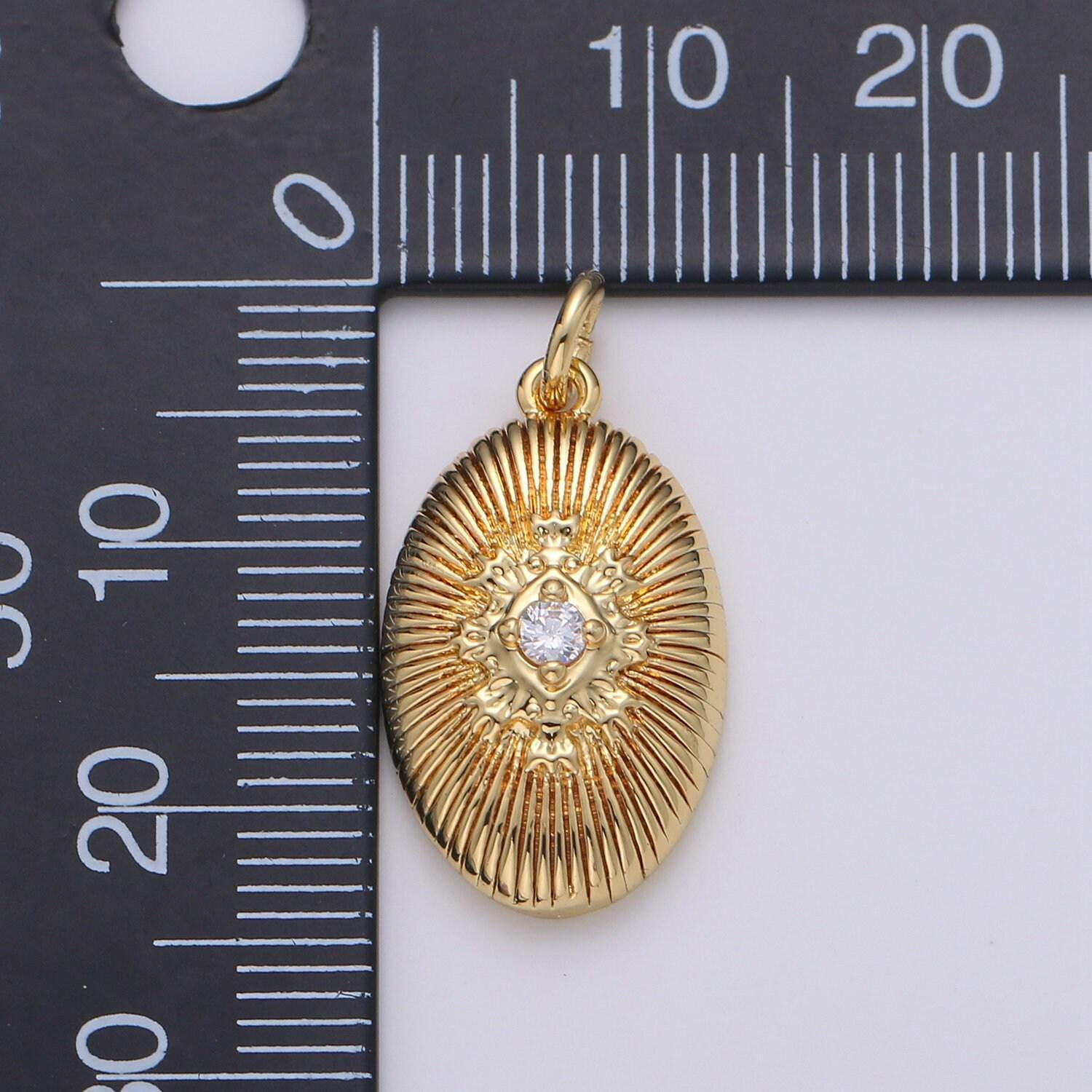 24k gold ovalcharms, cubic inner radiance pendant, dainty pendant oval charm for bracelet earring necklace diy,chgf-1671