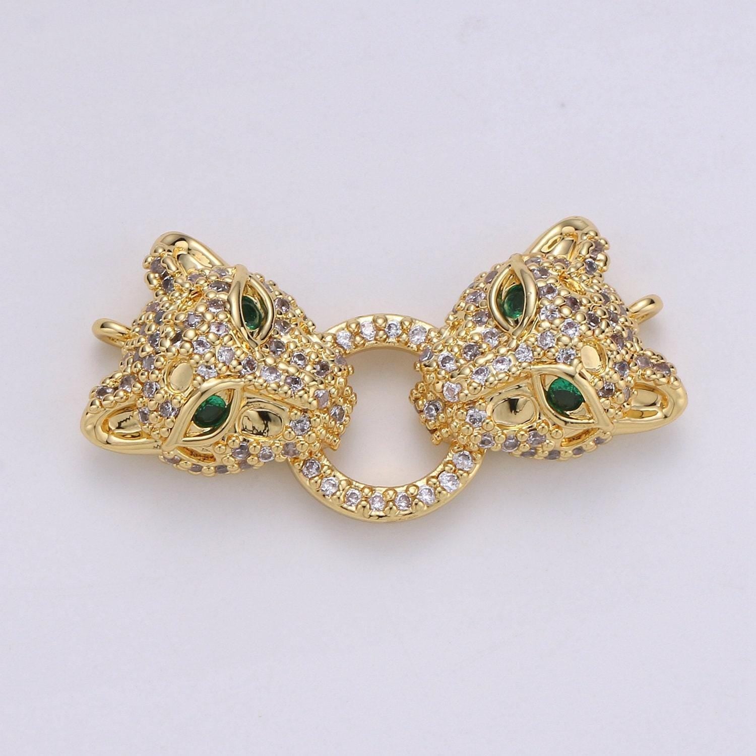 1x leopard charms bracelet connector gold silver link connector animal jewelry supplies component for bracelet component | f-446, f-447