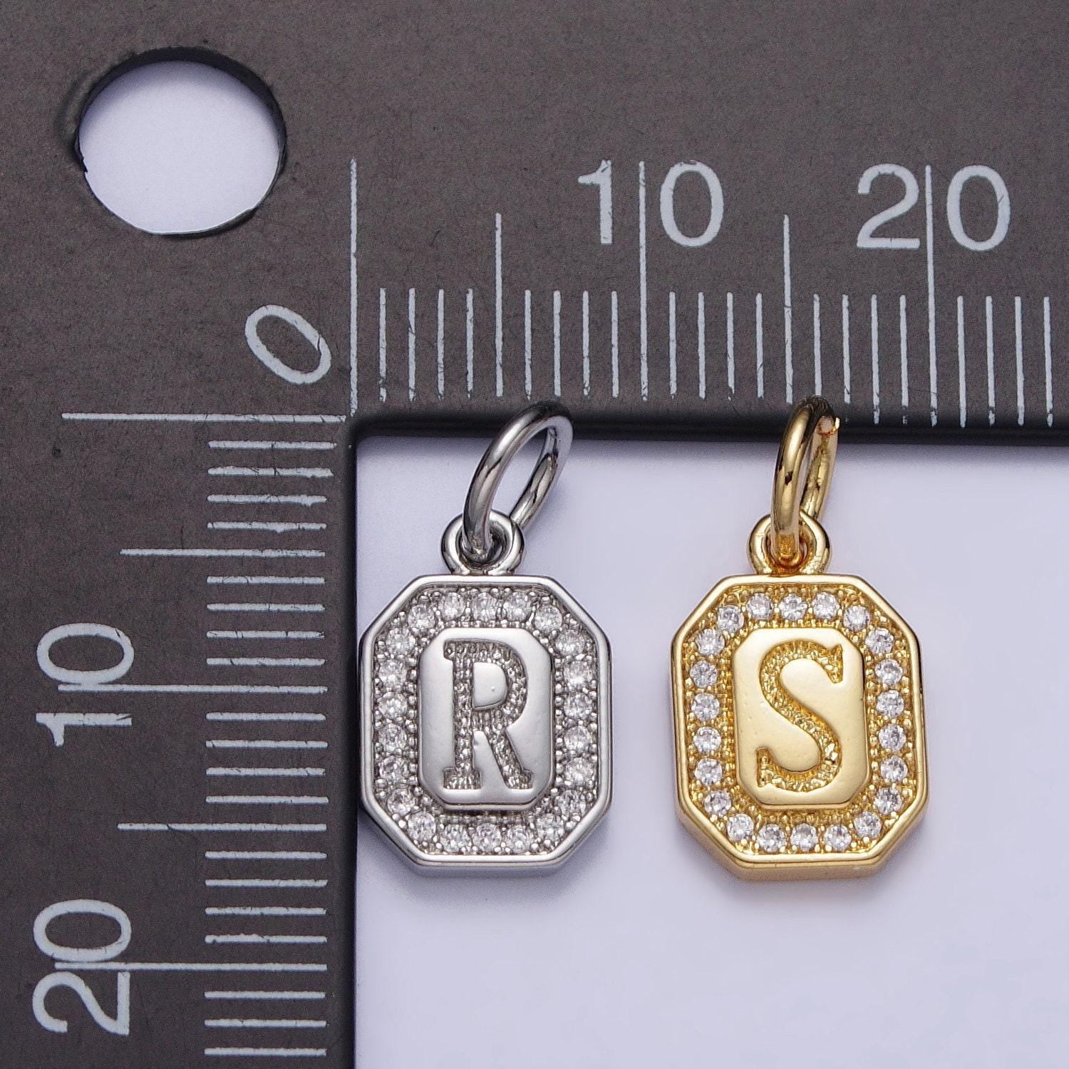 New initial name charm gold tag alphabet charm, shell pearl letter pendant personalized jewelry add on charm stainless steel tarnish free