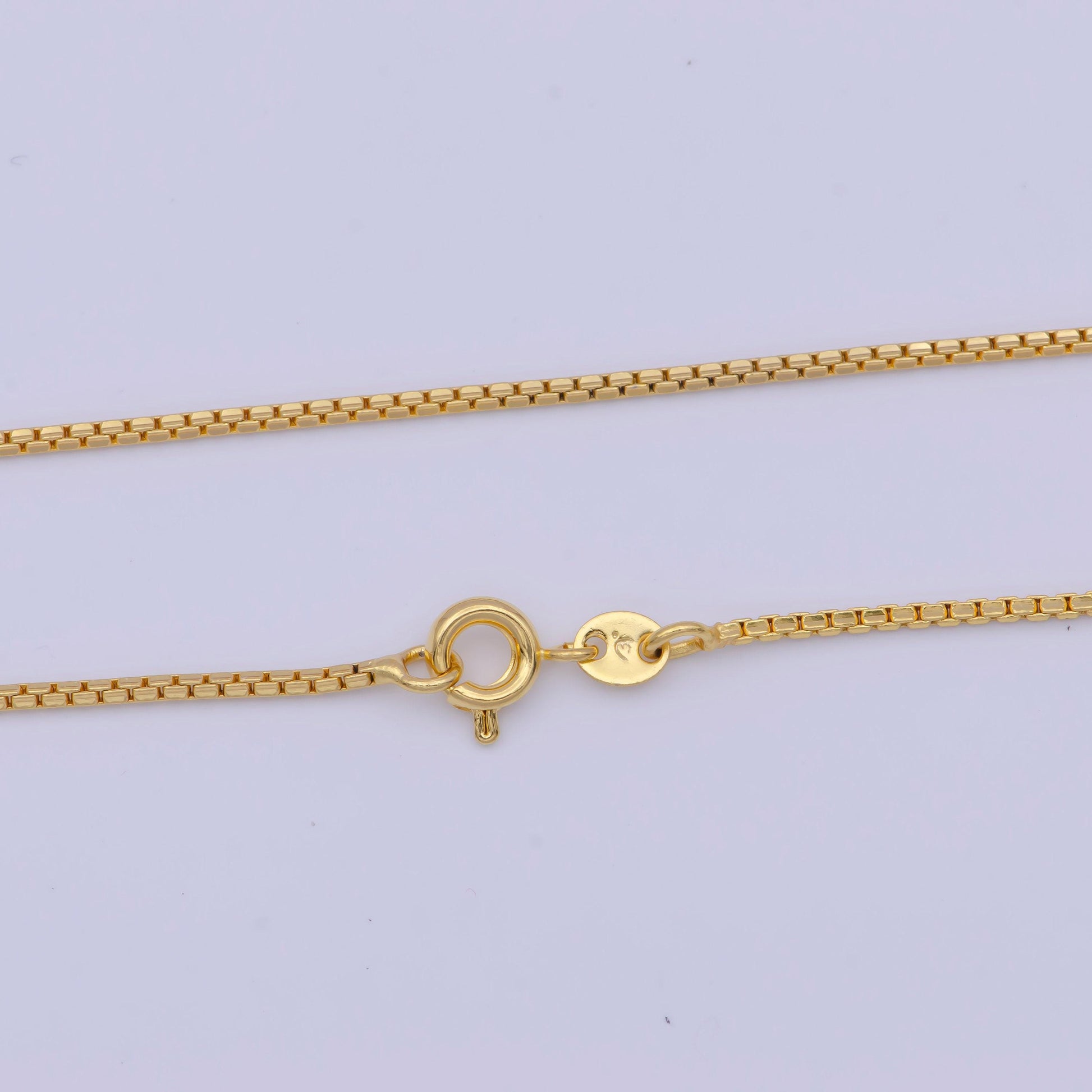 1.0mm dainty gold round box chain necklace, 24k gold filled 18.0" box link ready to wear necklace | wa-1132
