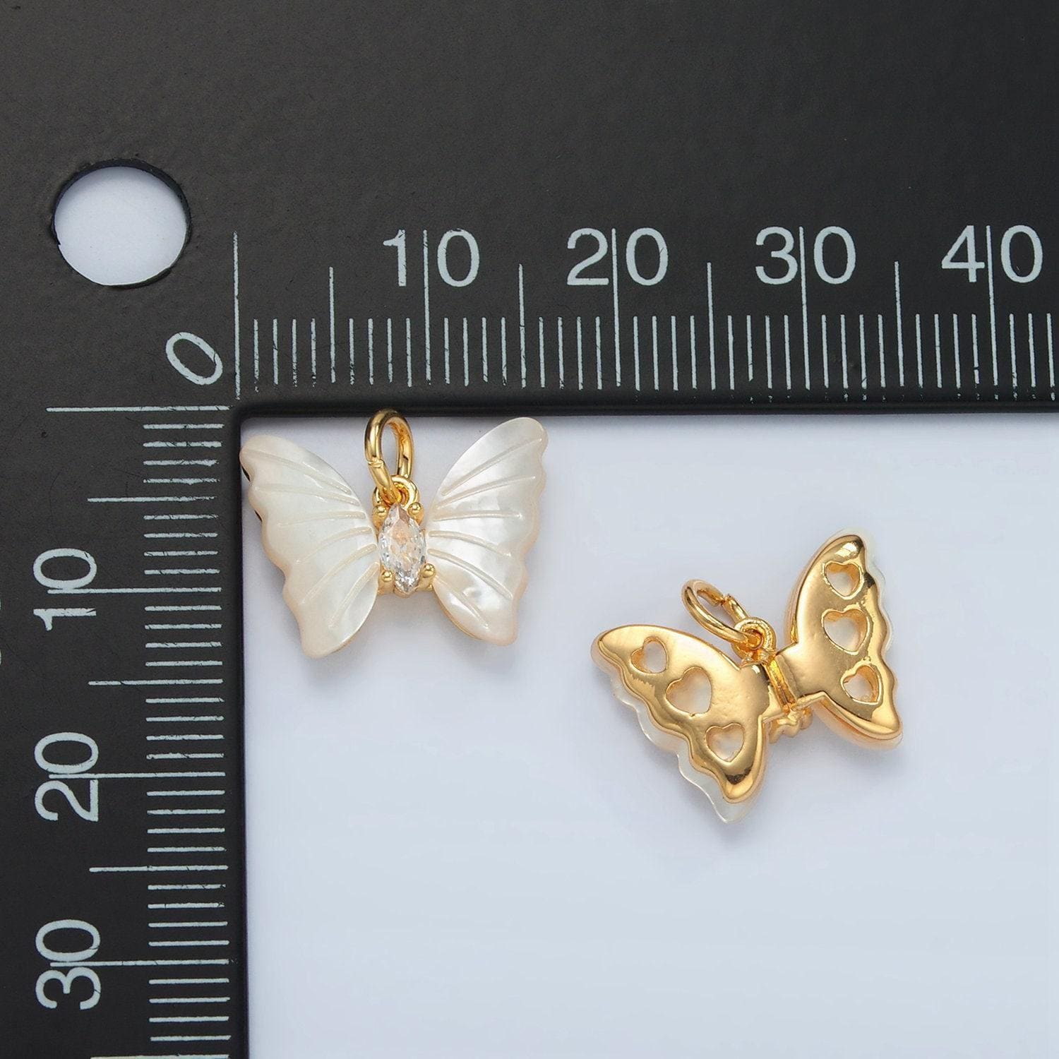24k gold filled shell pearl butterfly charm animal pendant for necklace bracelet earring charm | d666