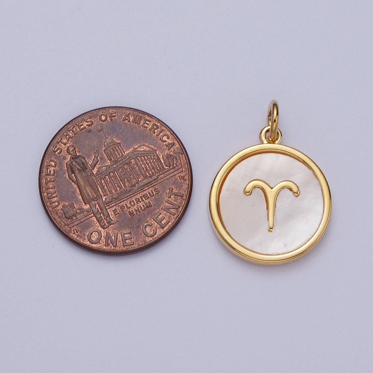 Shell pearl gold zodiac signs medallion pendant, 24k gold filled astrology birthday month horoscope mother of pearl round coin charm |