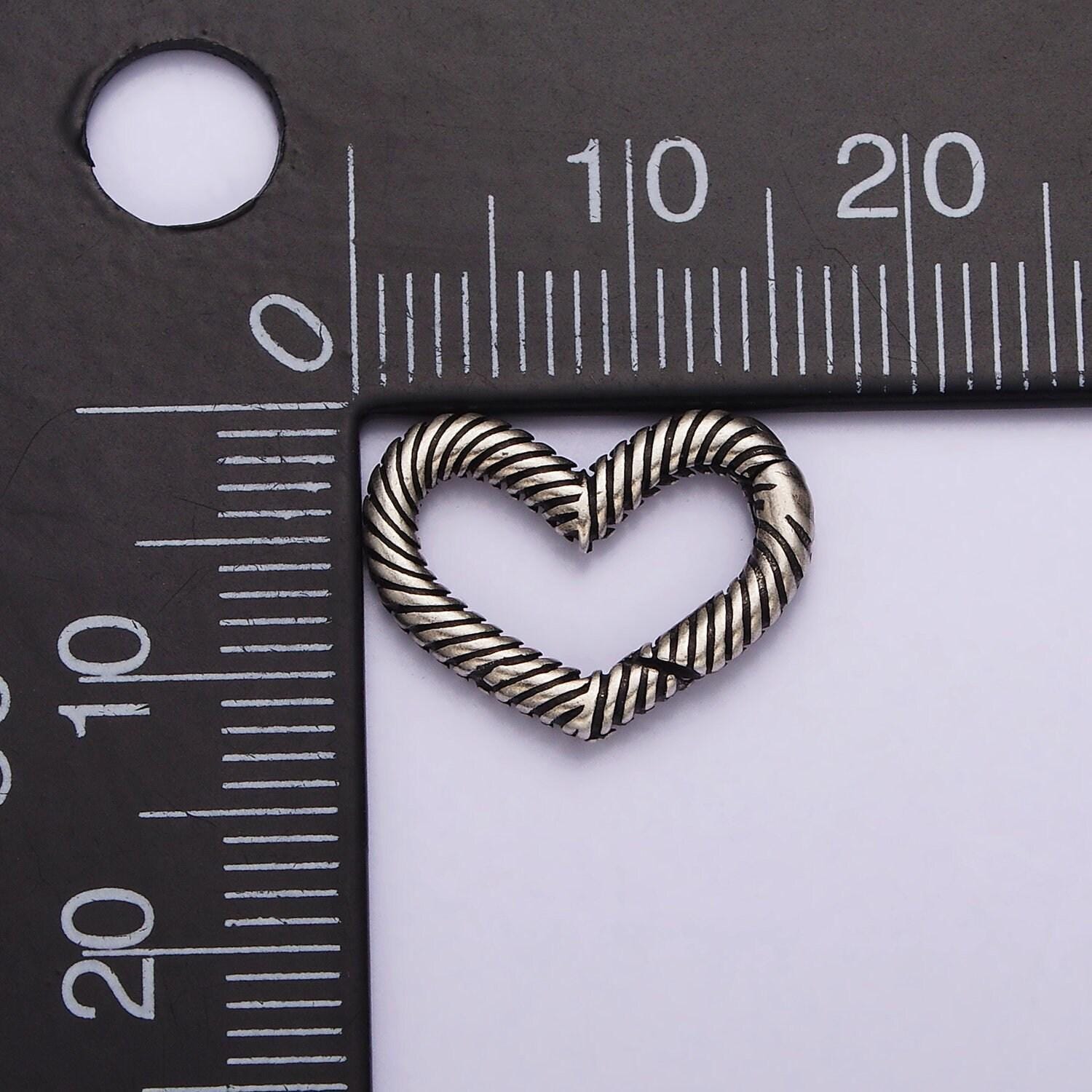 Textured clasp antique silver s925 sterling silver hinged heart push gate ring clasp charm pendants interchangeable connectors sl-309