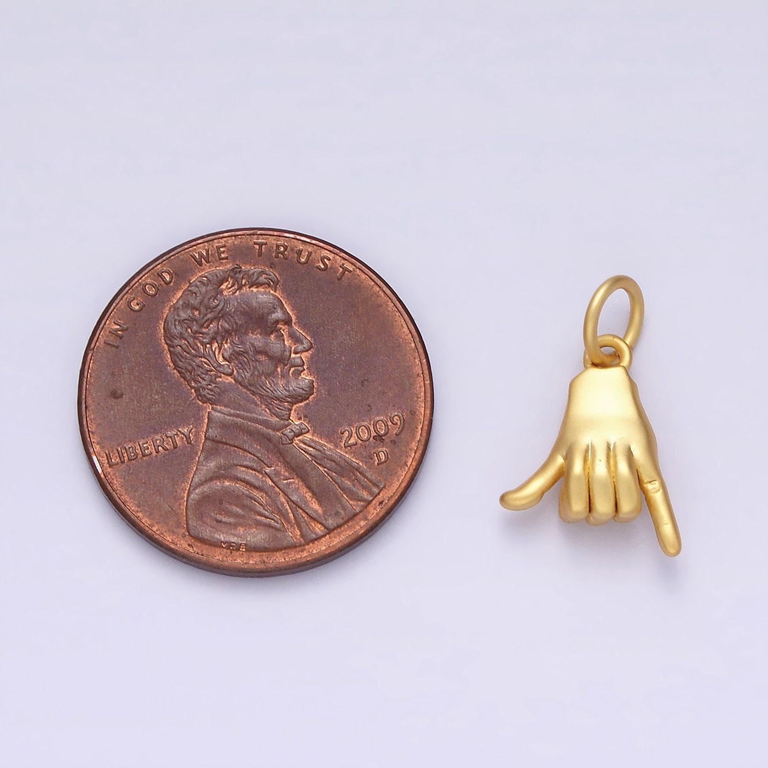 Shaka hand sign symbol charm, unique gold fill hang loose pendant sign for necklace pendant bracelet earring charm jewelry making ac-1375