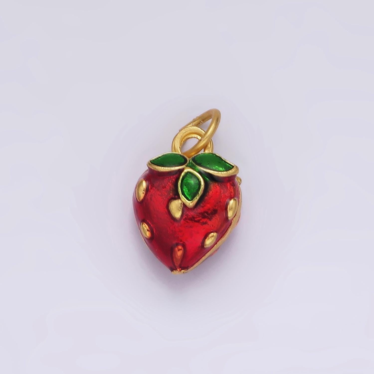 14k gold filled red strawberry fruit charm | ag409