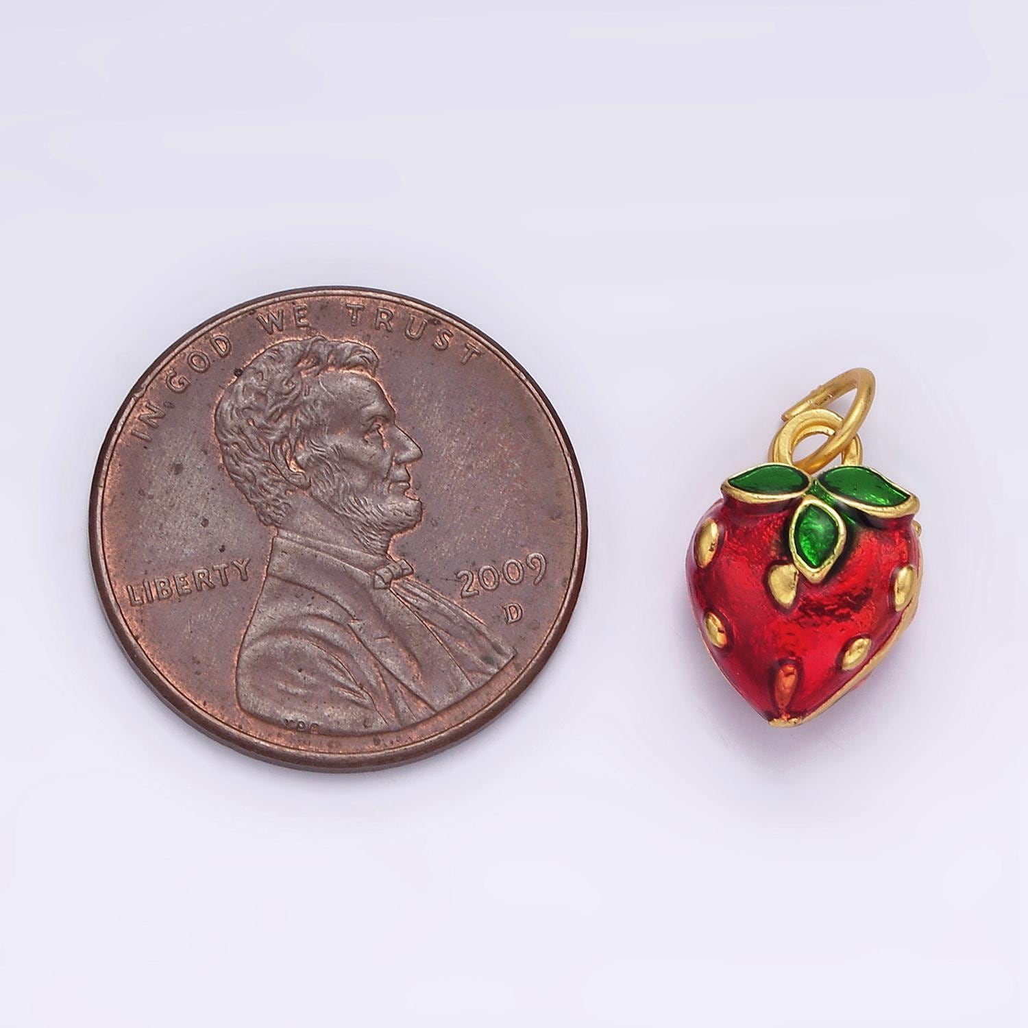 14k gold filled red strawberry fruit charm | ag409