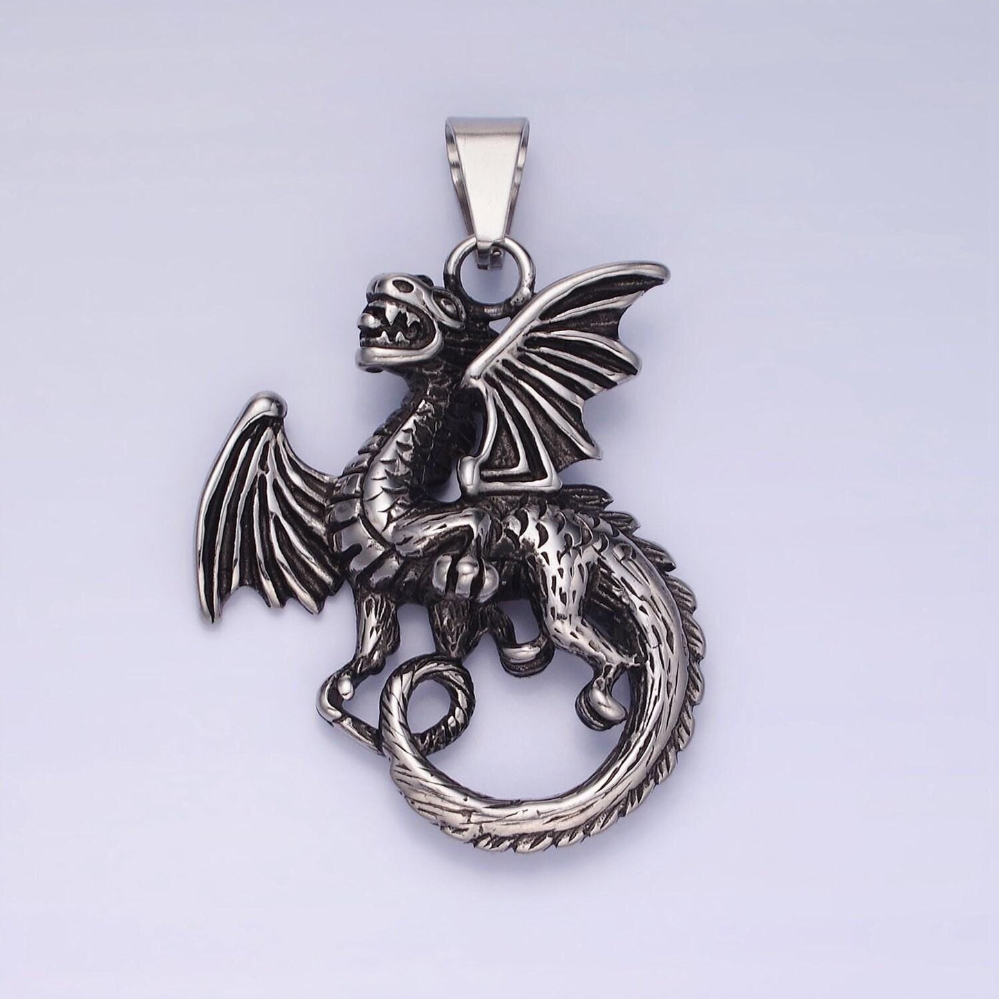 Stainless steel dragon necklace charm gold mythical animal pendant jewelry for men statement jewelry p-1211
