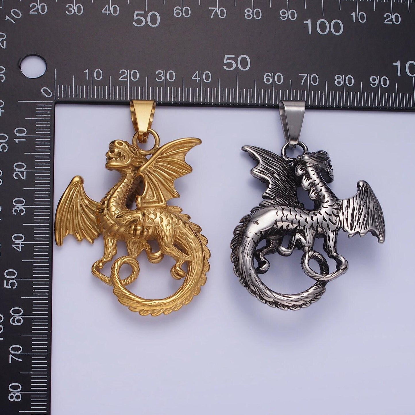 Stainless steel dragon necklace charm gold mythical animal pendant jewelry for men statement jewelry p-1211