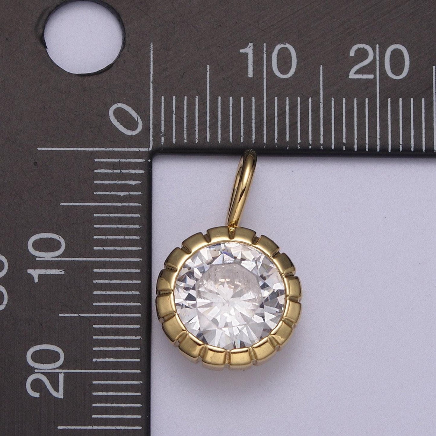 Dainty gold round charm cubic zirconia circle pendant cz solitaire pendant tiny bezel set h-330