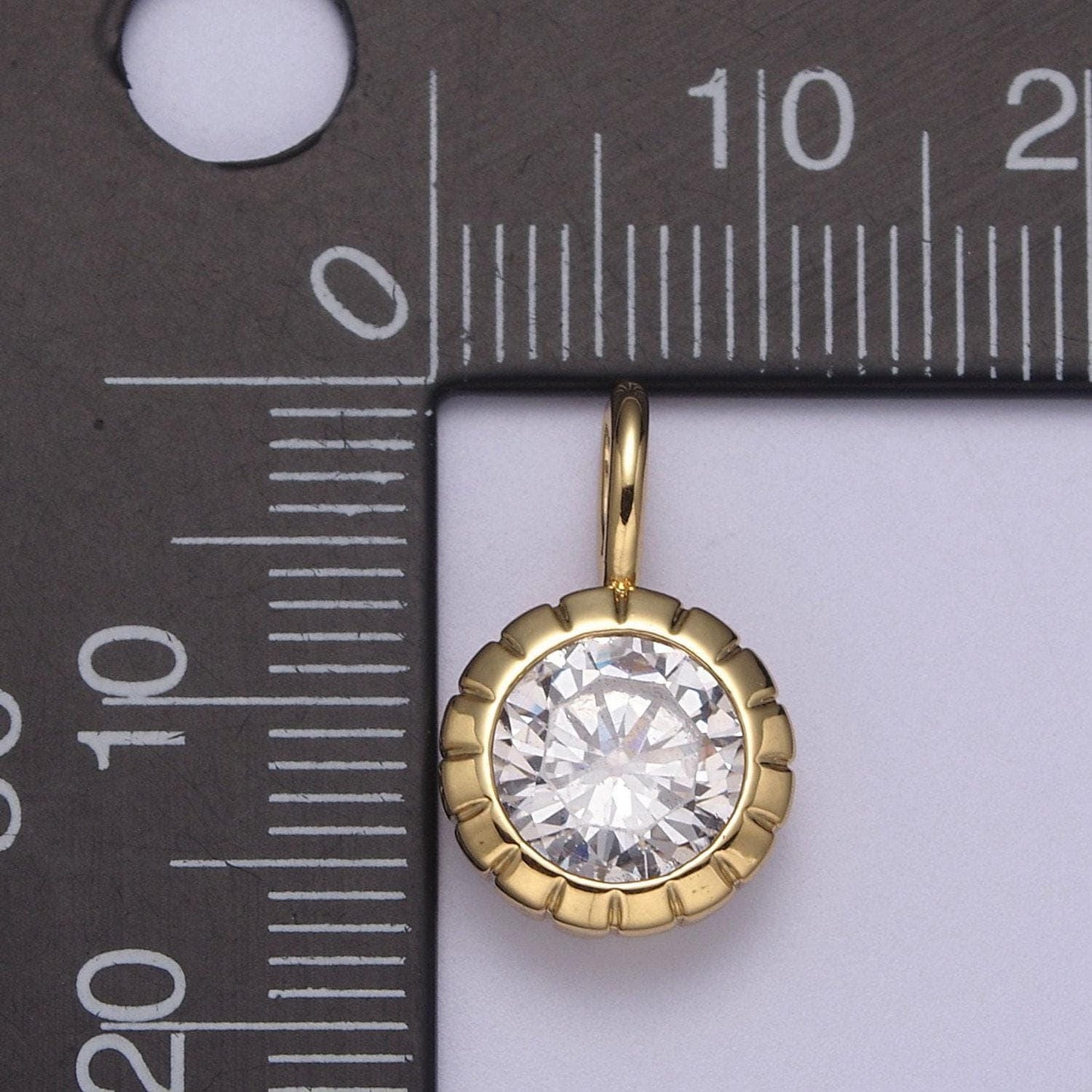 Dainty gold round charm cubic zirconia circle pendant cz solitaire pendant tiny bezel set h-177