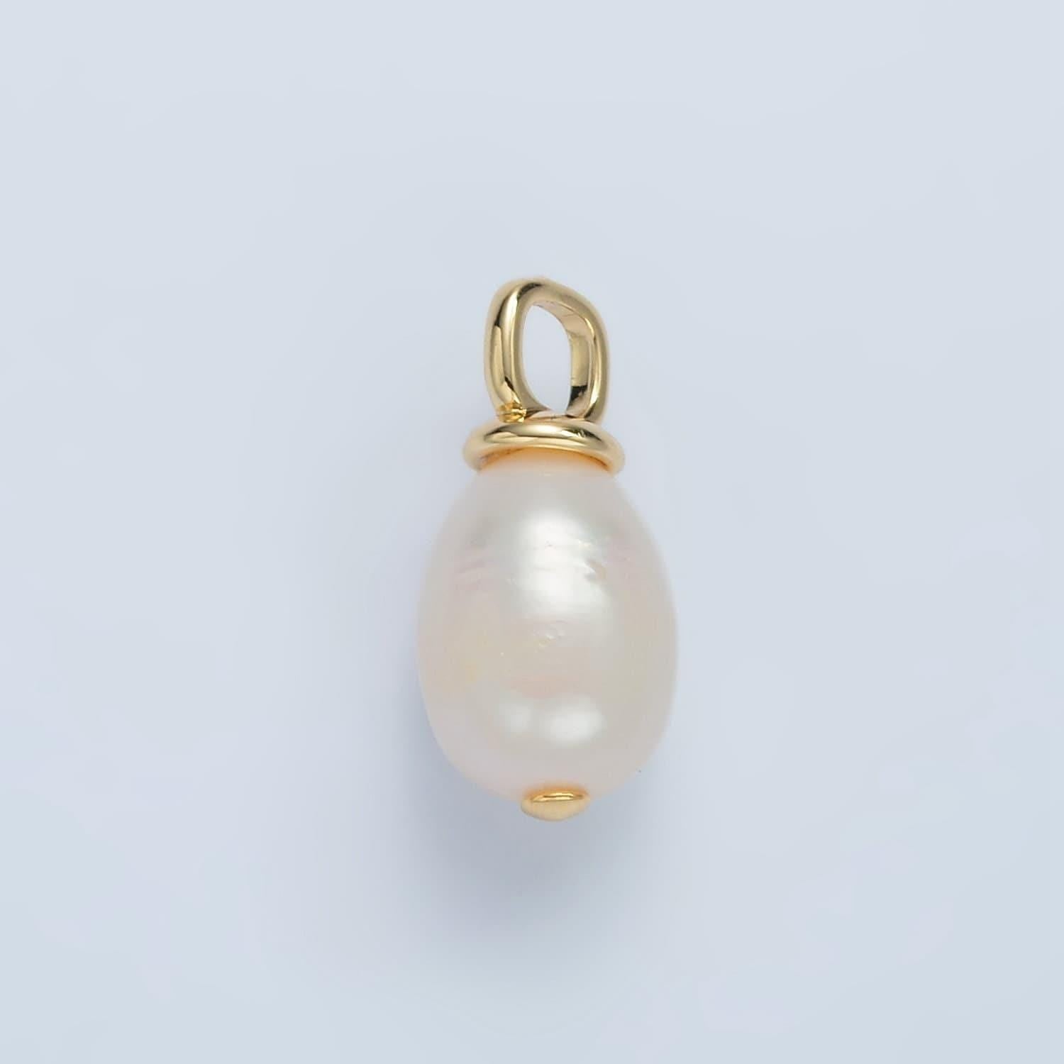 Gold filled 20mm freshwater pearl square bail drop pendant | p-1864